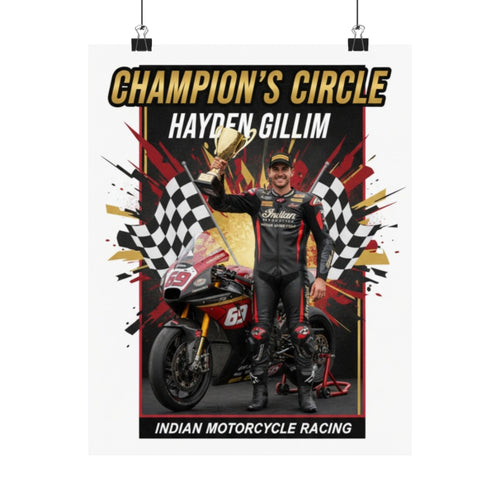 Champion's Circle Motorcycle Racing Poster — Hayden Gillim Matte Vertical Print
