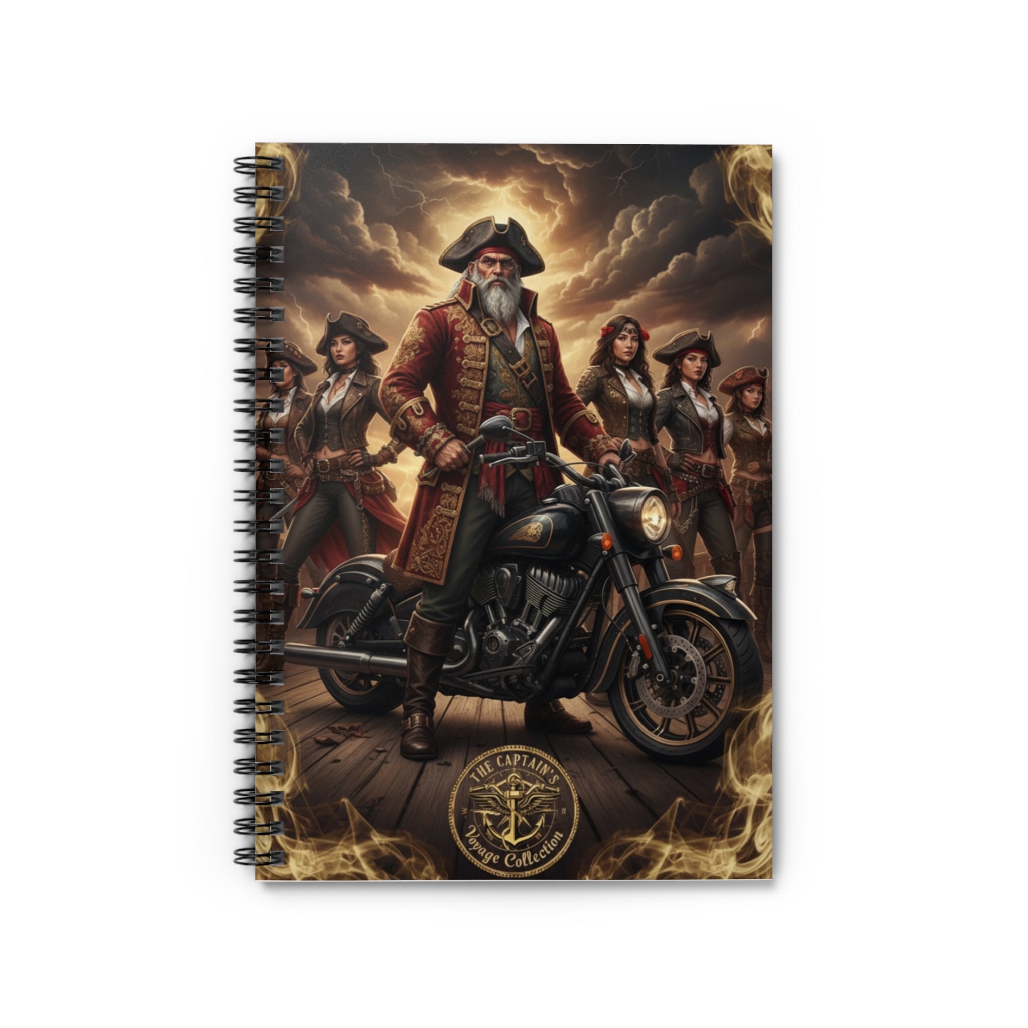 Pirate Captain Motorcycle Notebook — Ruled Spiral Journal for Riders & Adventure Fans