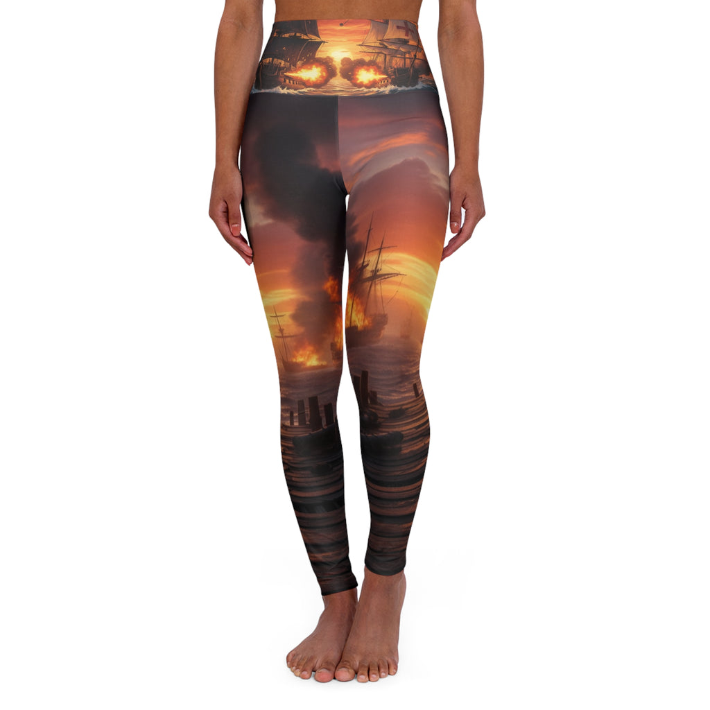 Sunset Coastal High-Waisted Yoga Leggings — Beach Sunset All-Over Print