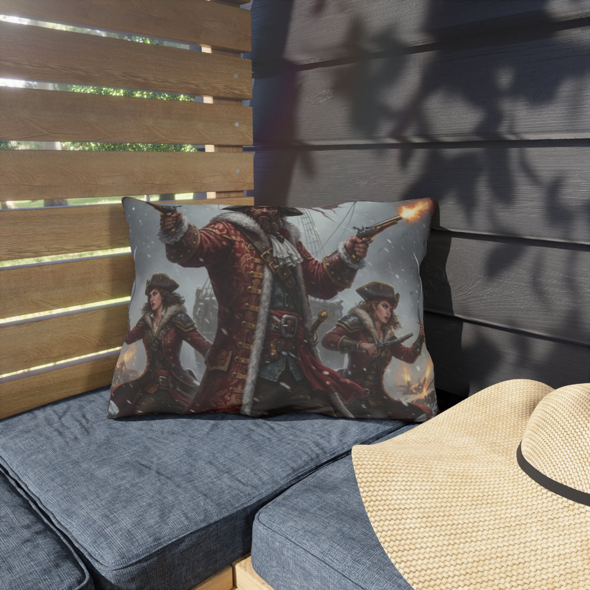Pirate Captain Outdoor Pillow — Nautical Anchor "The Captain's Voyage Collection" Garden Cushion