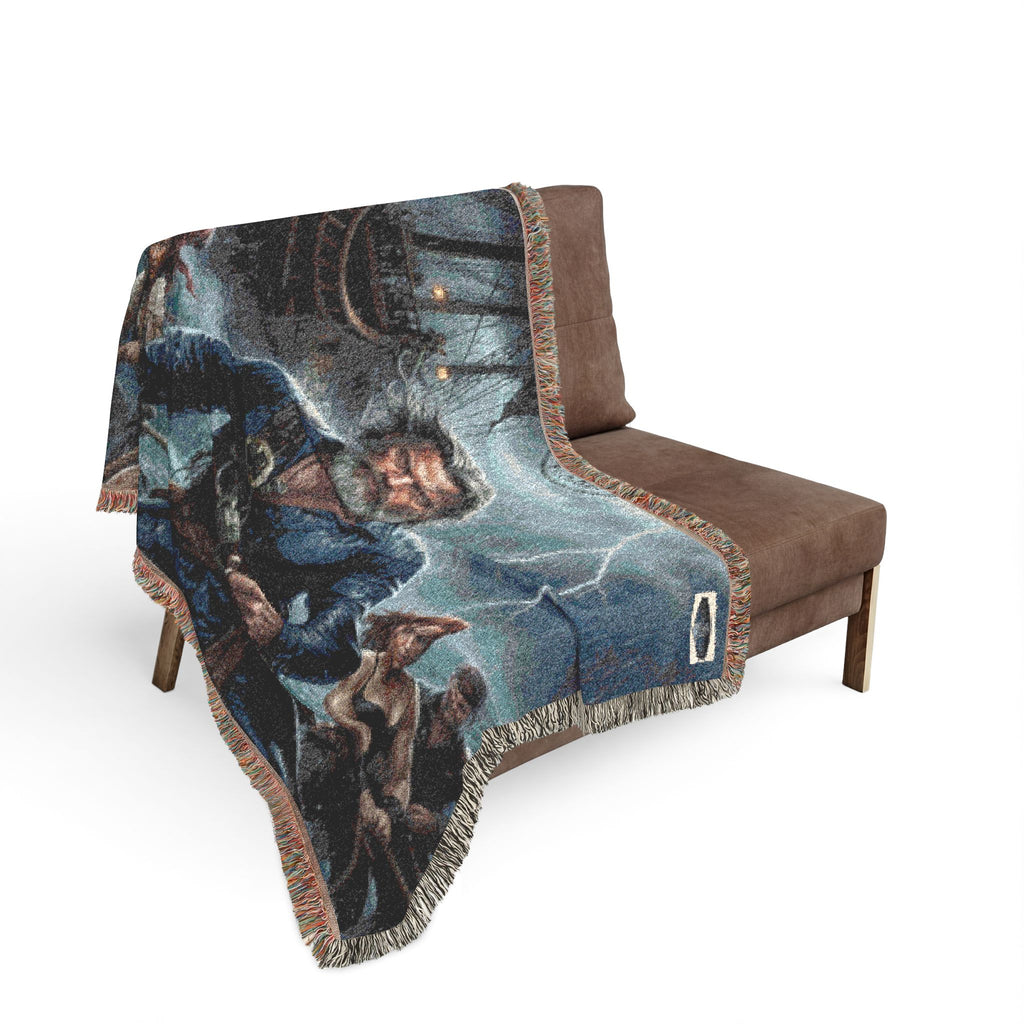 Pirate Captain Woven Blanket — Nautical Storm Ship Crew Throw