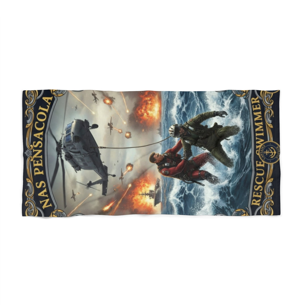 Navy Rescue Swimmers Beach Towel — NAS Pensacola Search & Rescue Design