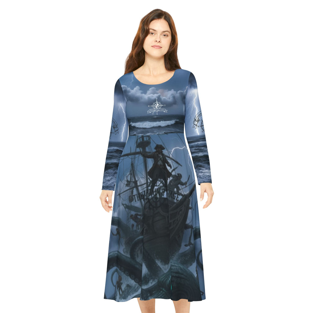 Pirate Ship Kraken Dance Dress — Women’s Long Sleeve Nautical Fantasy AOP