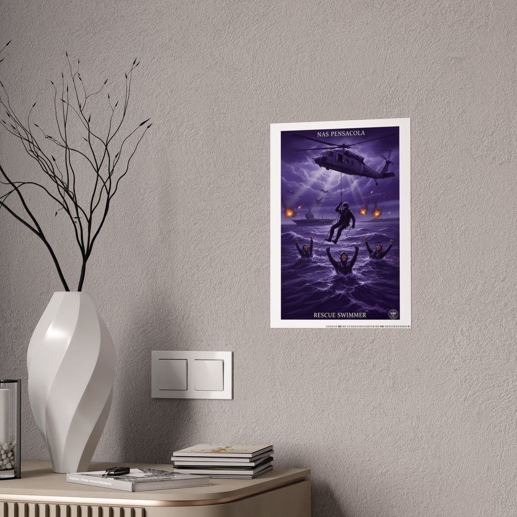 Rescue Swimmer Gloss Poster — NAS Pensacola Military Aviation Print