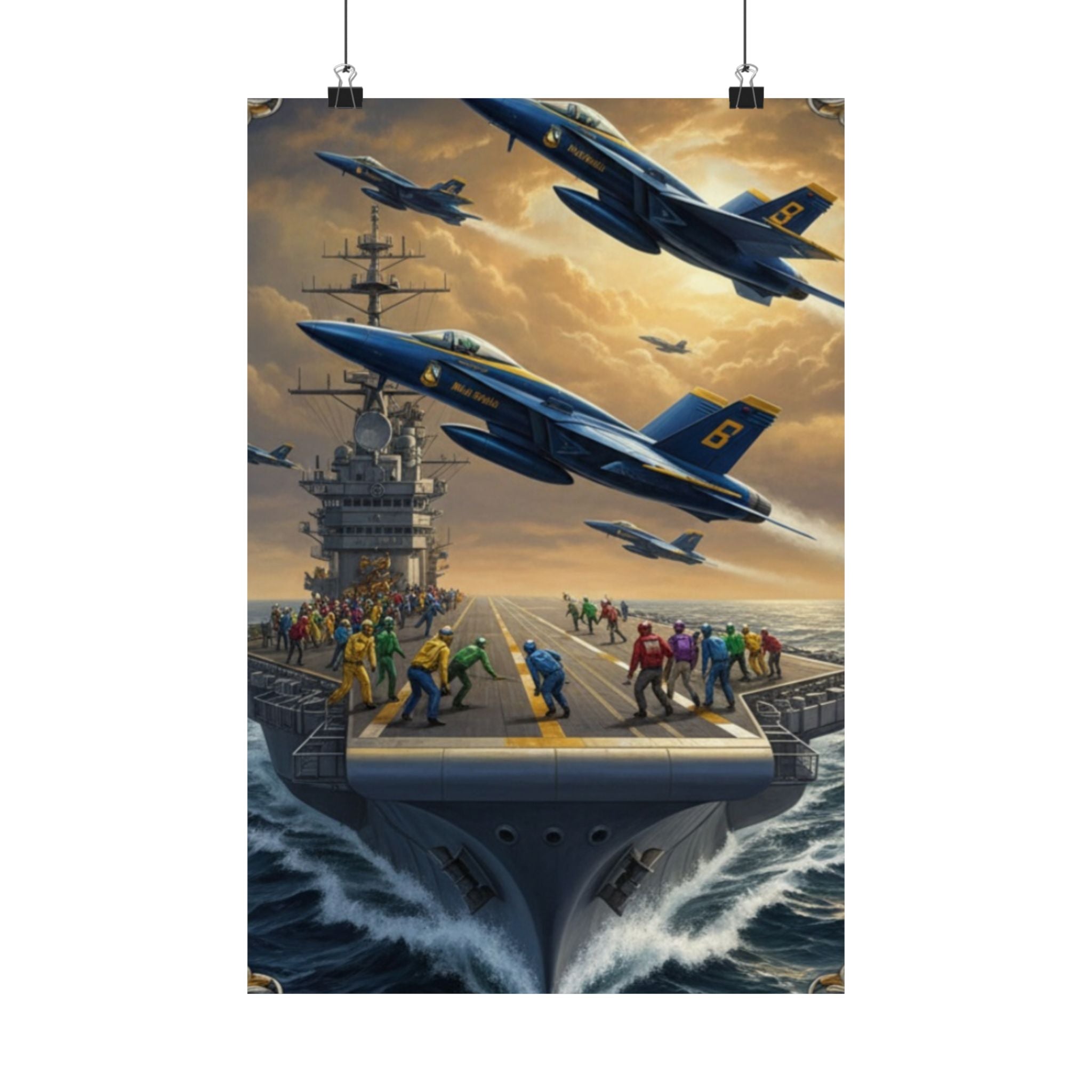 Navy SAR Rescue Helicopter Matte Poster — Dramatic Sea Rescue Art