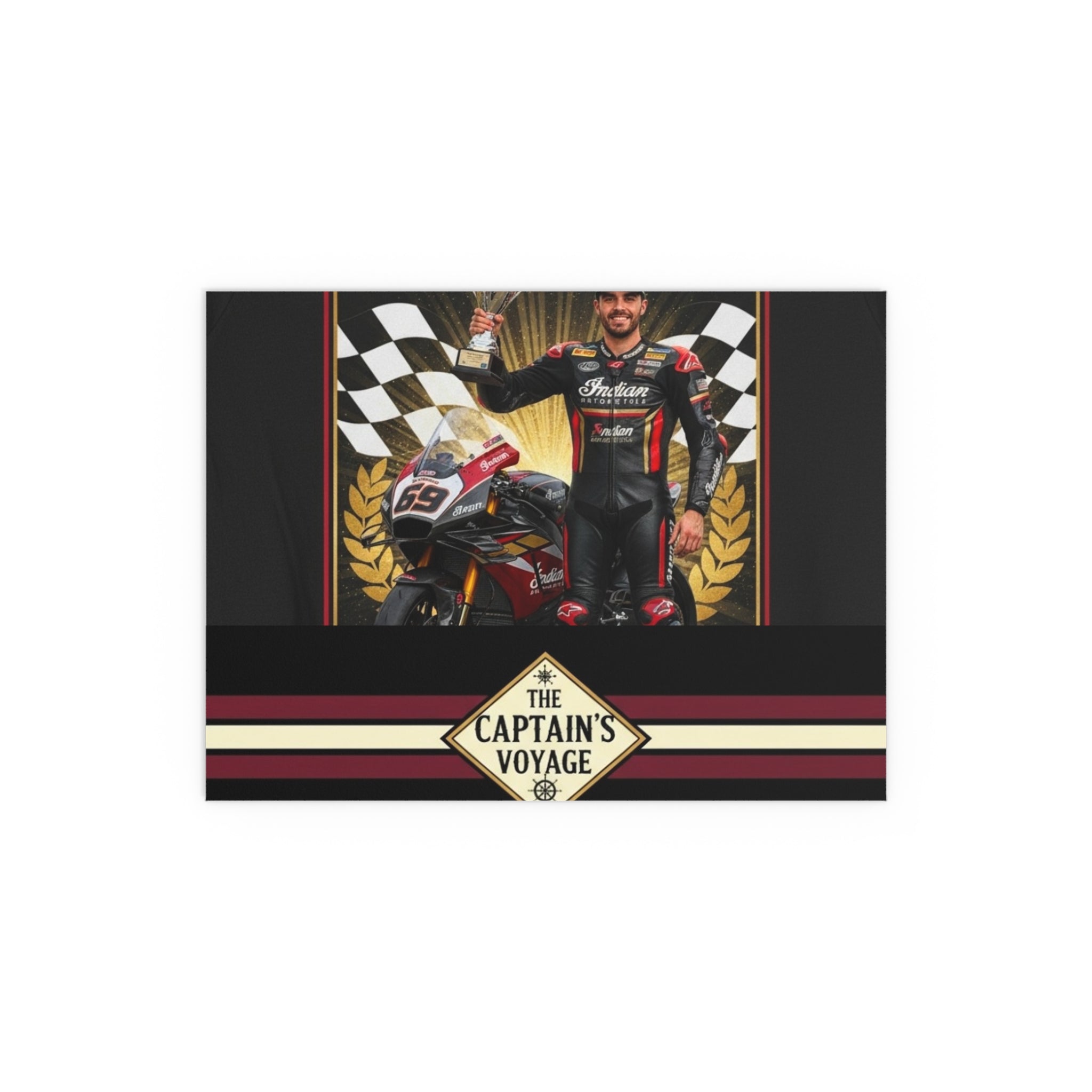Racing Champion Silk Poster — “Winner’s Circle 69” Motorcycle Wall Art (Indoor/Outdoor)