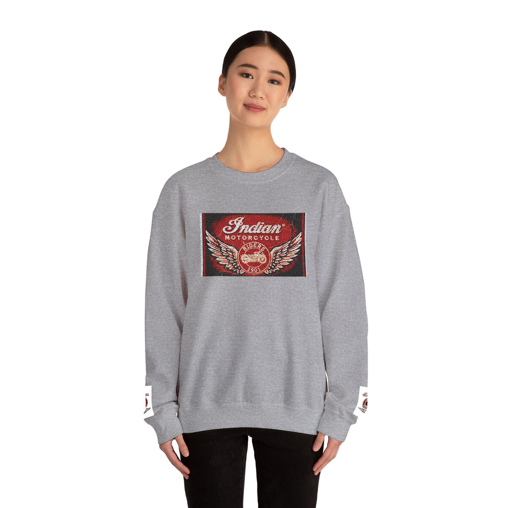 Vintage Motorcycle Crewneck Sweatshirt — 'Indian Motorcycles' Winged Logo