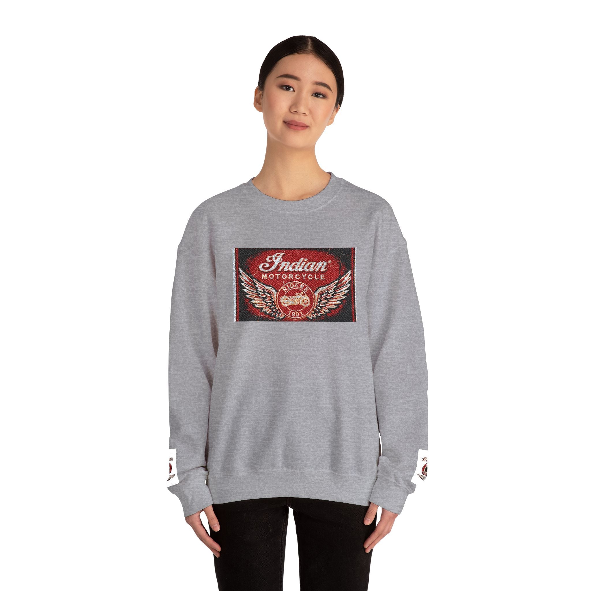 Vintage Motorcycle Crewneck Sweatshirt — 'Indian Motorcycles' Winged Logo
