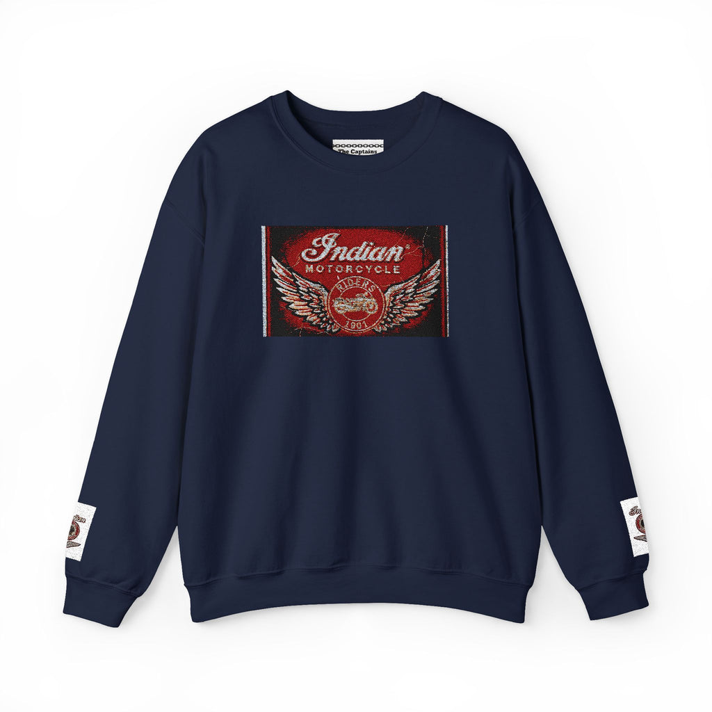 Vintage Motorcycle Crewneck Sweatshirt — 'Indian Motorcycles' Winged Logo