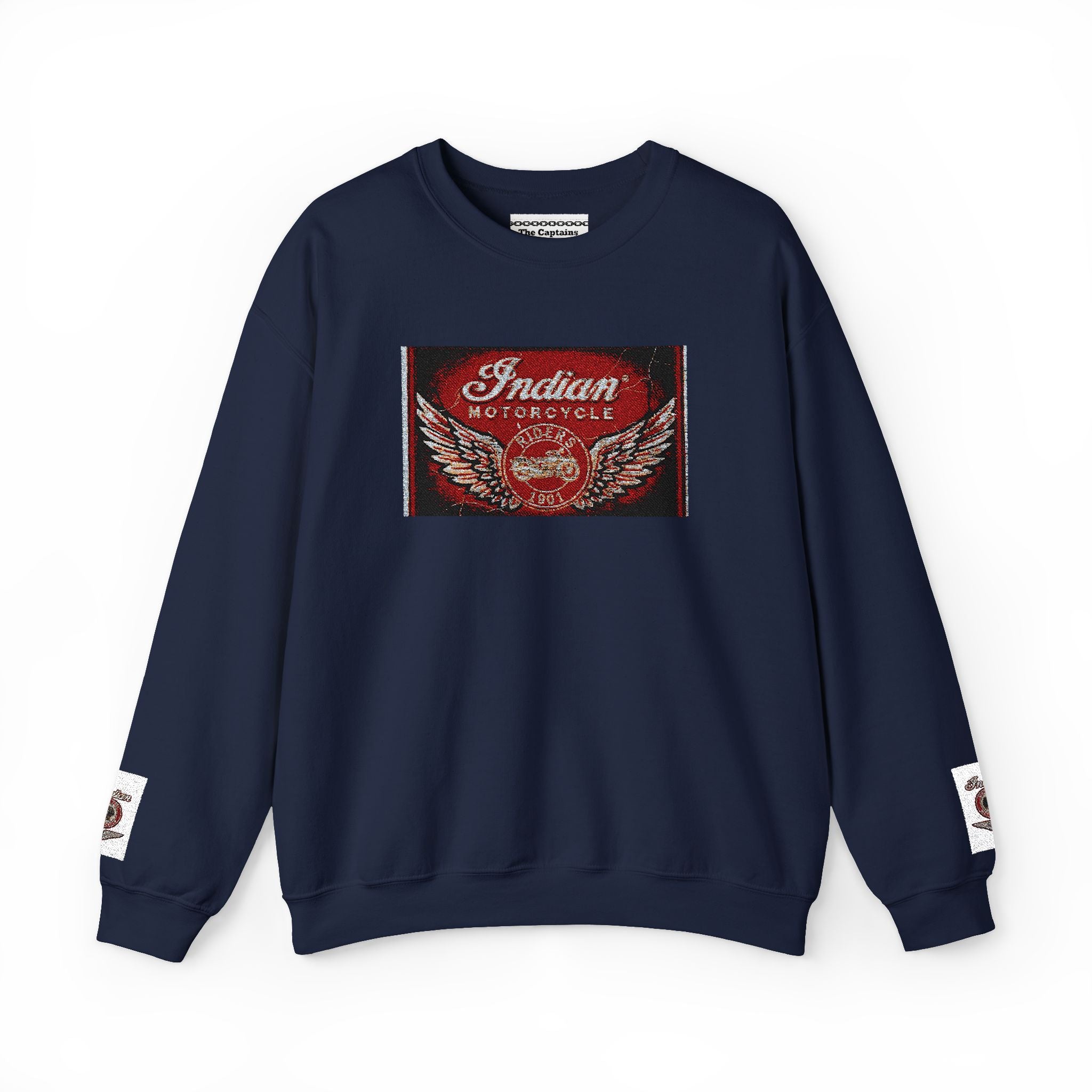 Vintage Motorcycle Crewneck Sweatshirt — 'Indian Motorcycles' Winged Logo