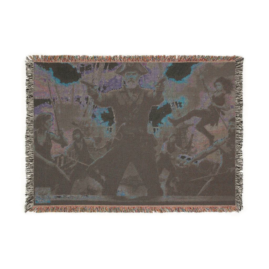 Pirate Captain Throw Blanket — Vintage Ship Battle Woven Tapestry