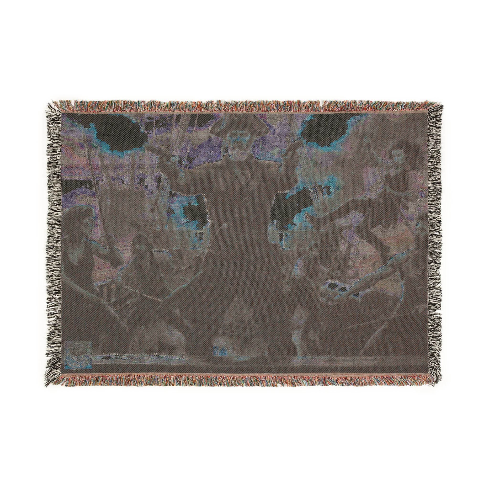 Pirate Captain Throw Blanket — Vintage Ship Battle Woven Tapestry