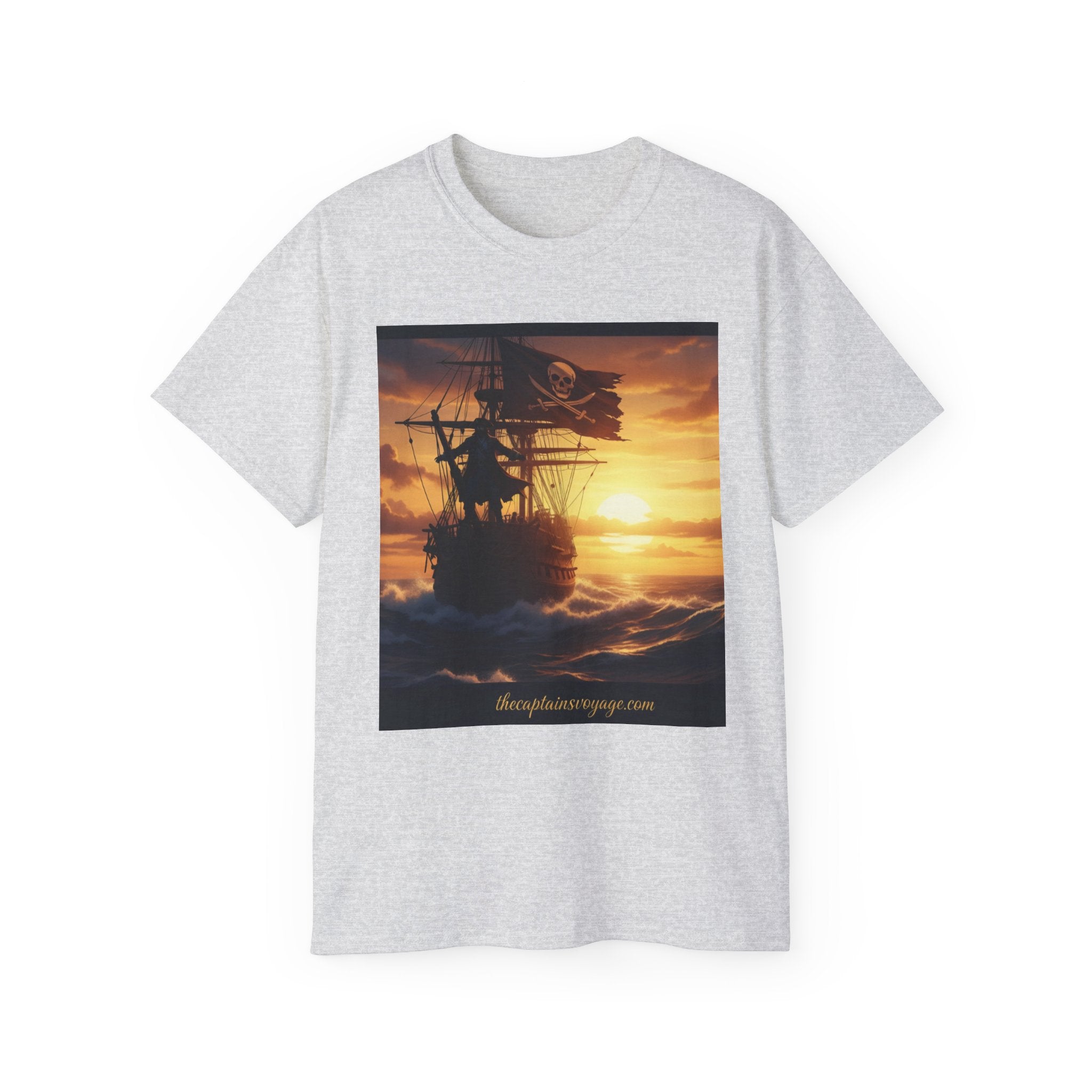 Pirate Ship Sunset Tee – Nautical Pirate Skull Graphic T-Shirt
