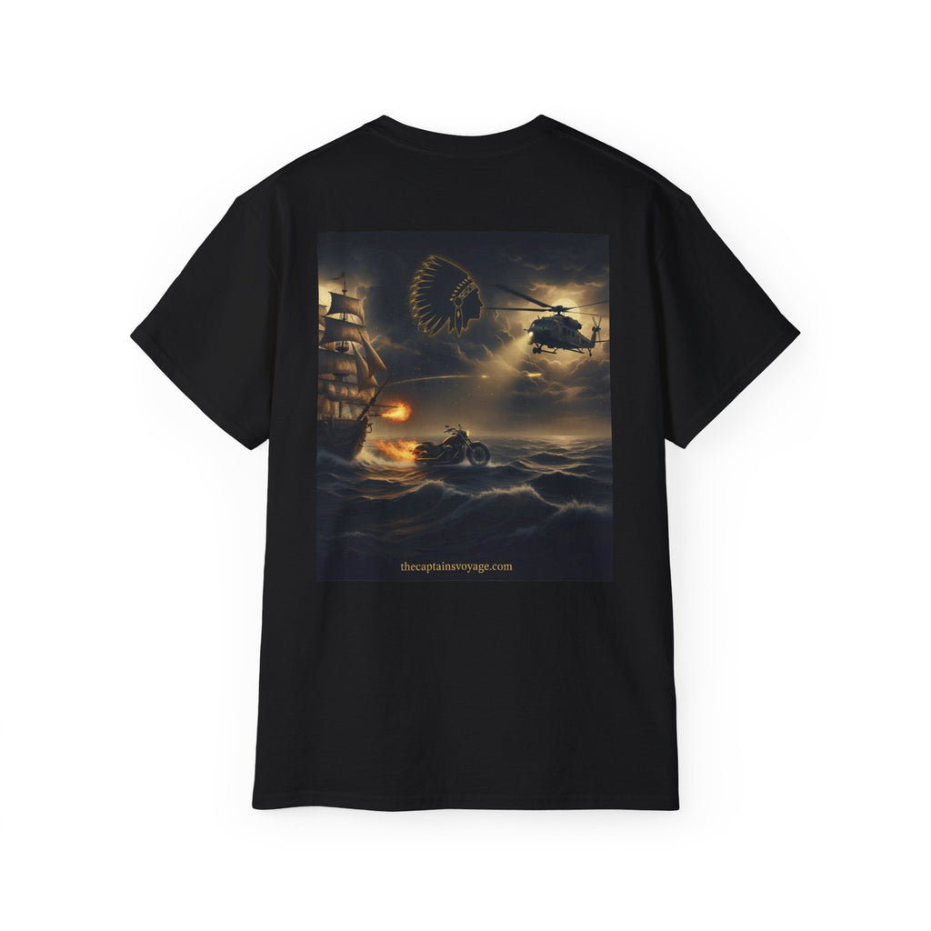 Adventure Motorcycle Tee — Fiery Rider & Nautical Voyage Graphic T-Shirt