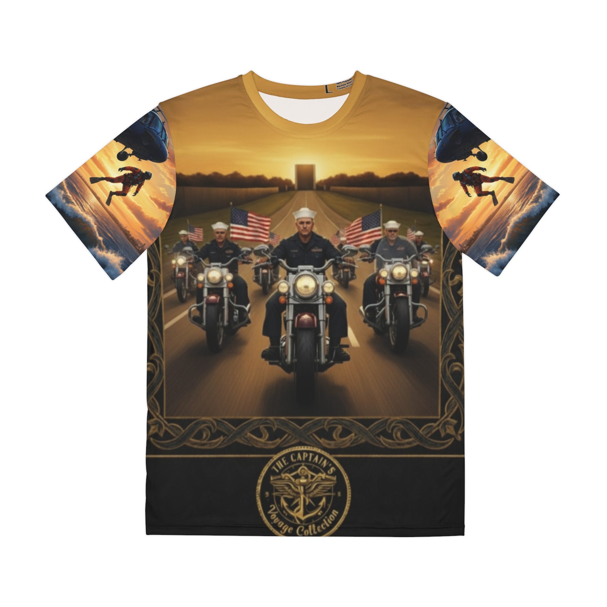 Veteran Motorcycle Tribute Tee — American Flags Biker Ride Graphic