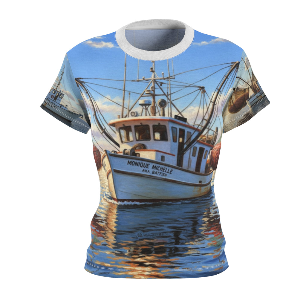 Women's Tee — Coastal Fishing Boat All-Over Print