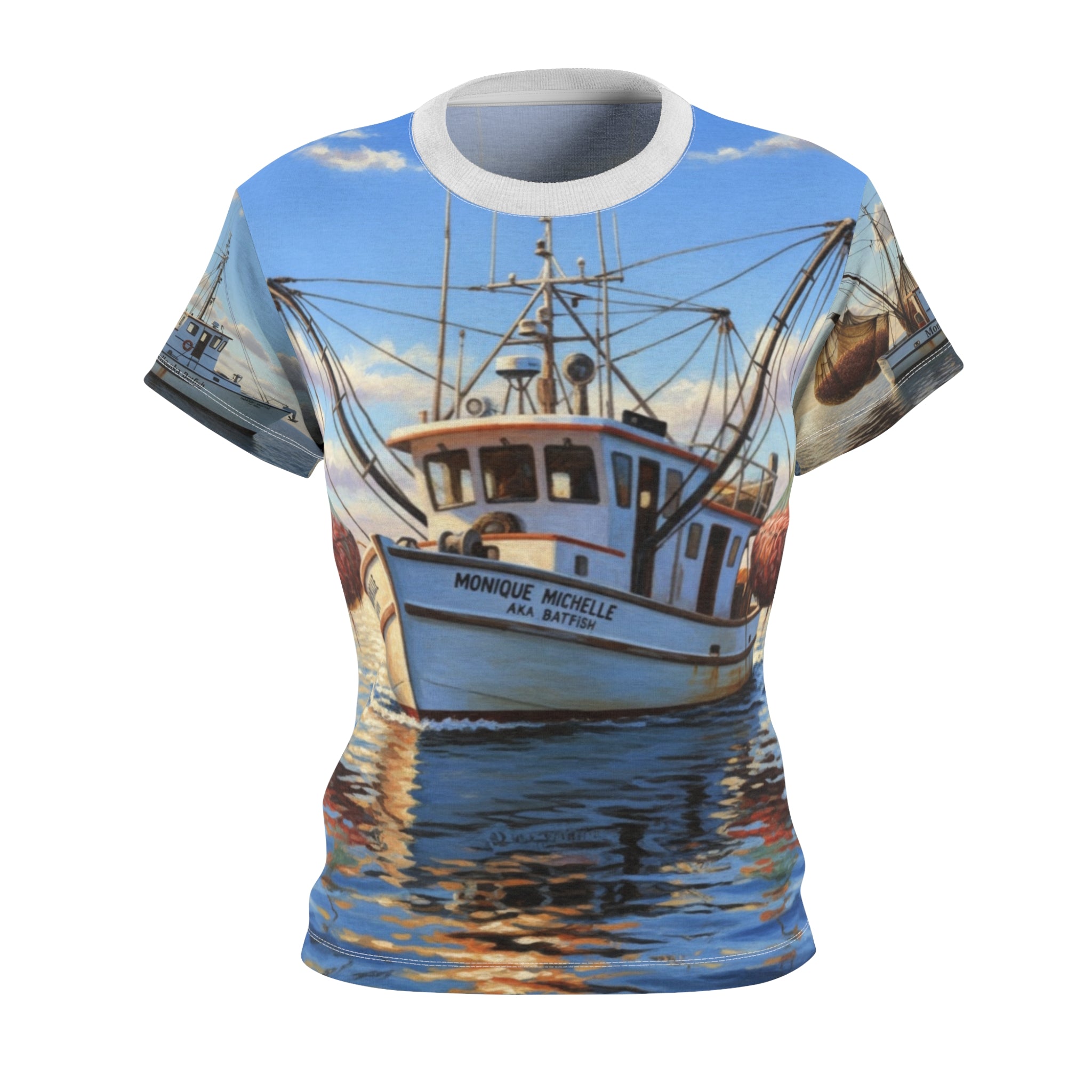 Women's Tee — Coastal Fishing Boat All-Over Print
