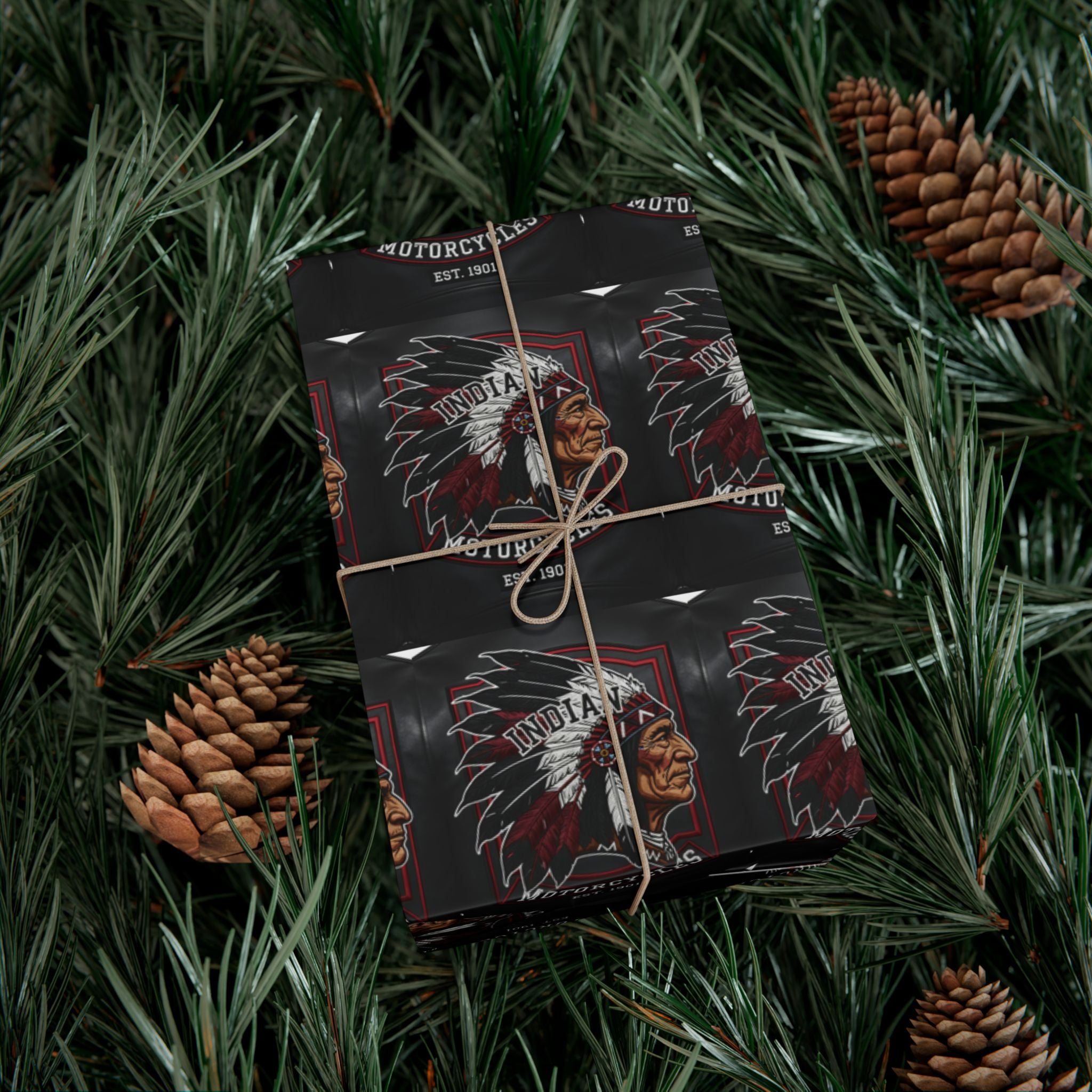 Motorcycles Indian Chief Gift Wrap Paper – Vintage Biker Wrapping Sheets