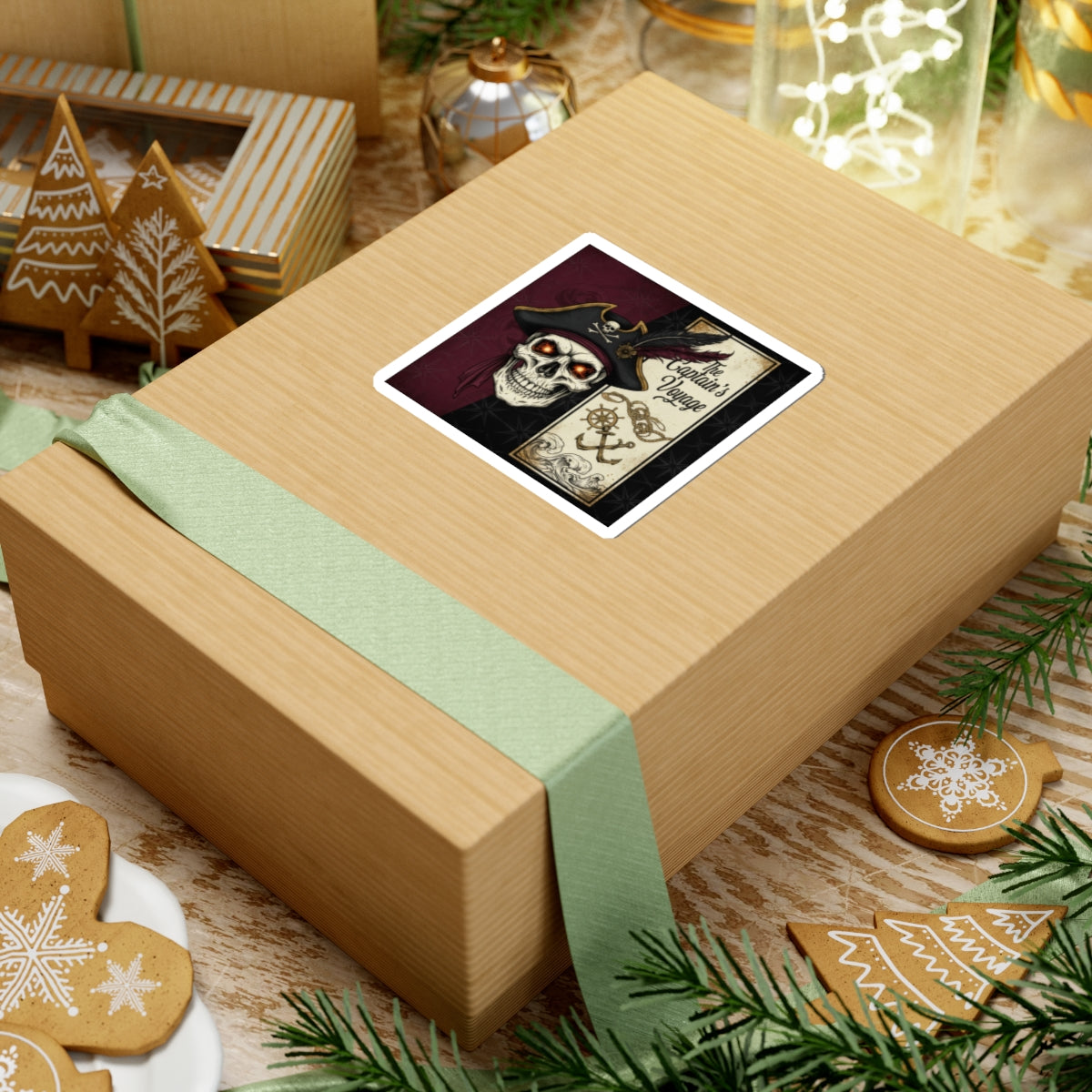 Pirate Skull Kiss-Cut Sticker — "The Captain's Voyage" Vintage Nautical Decal