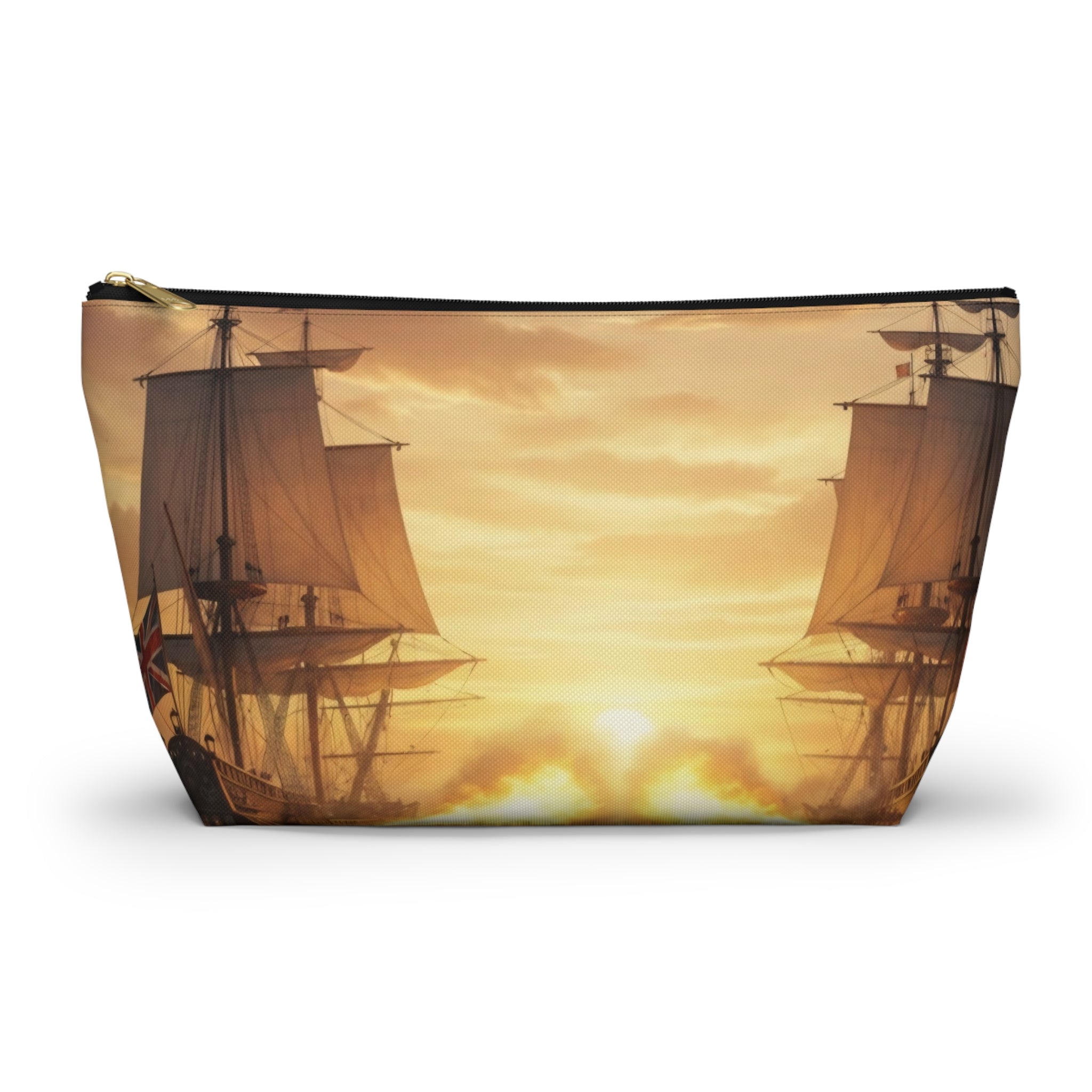 Vintage Naval Battle Accessory Pouch — Sunset Warship Makeup Bag