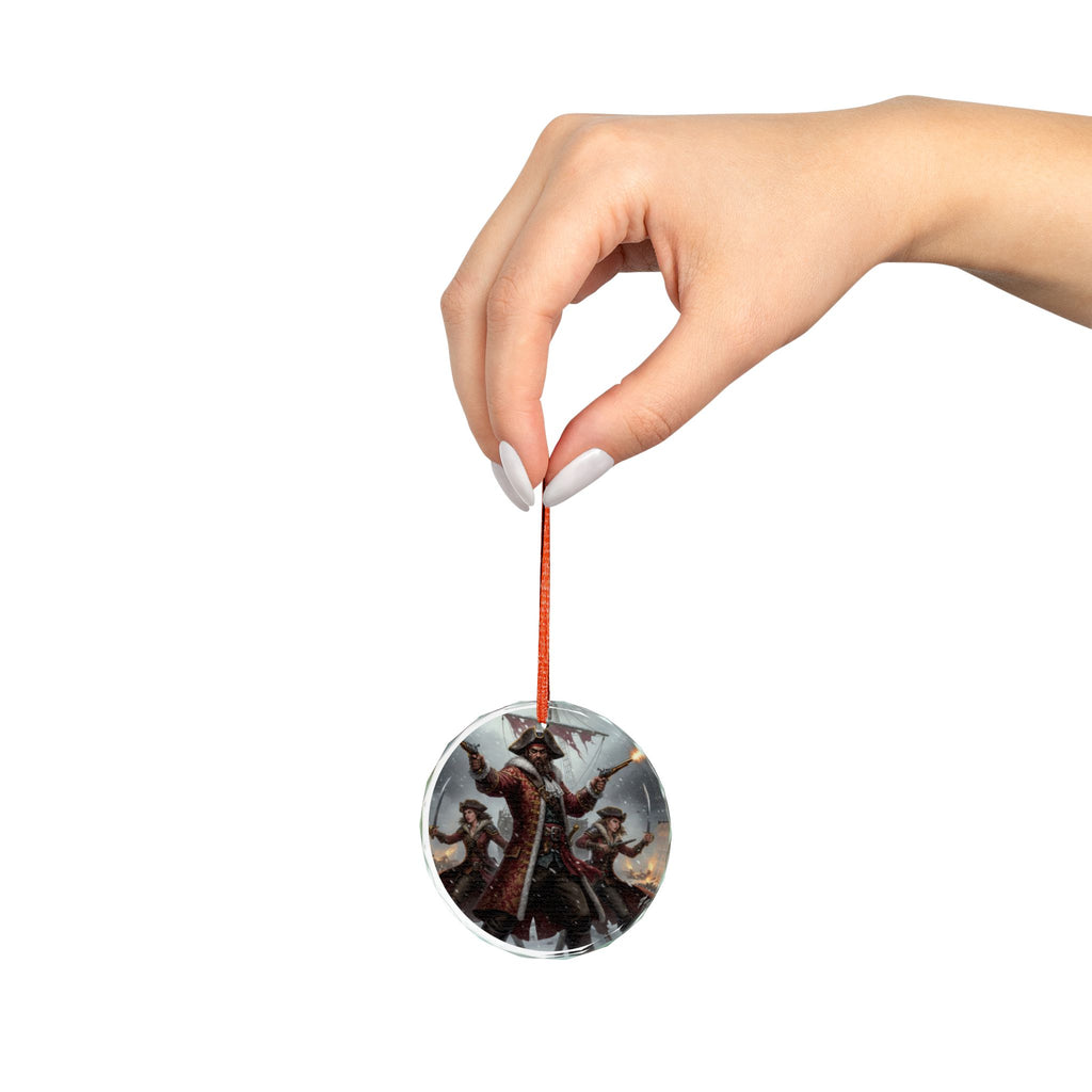 Pirate Captain Heart Crystal Ornament — Nautical Holiday Decor for Sea Adventure Fans