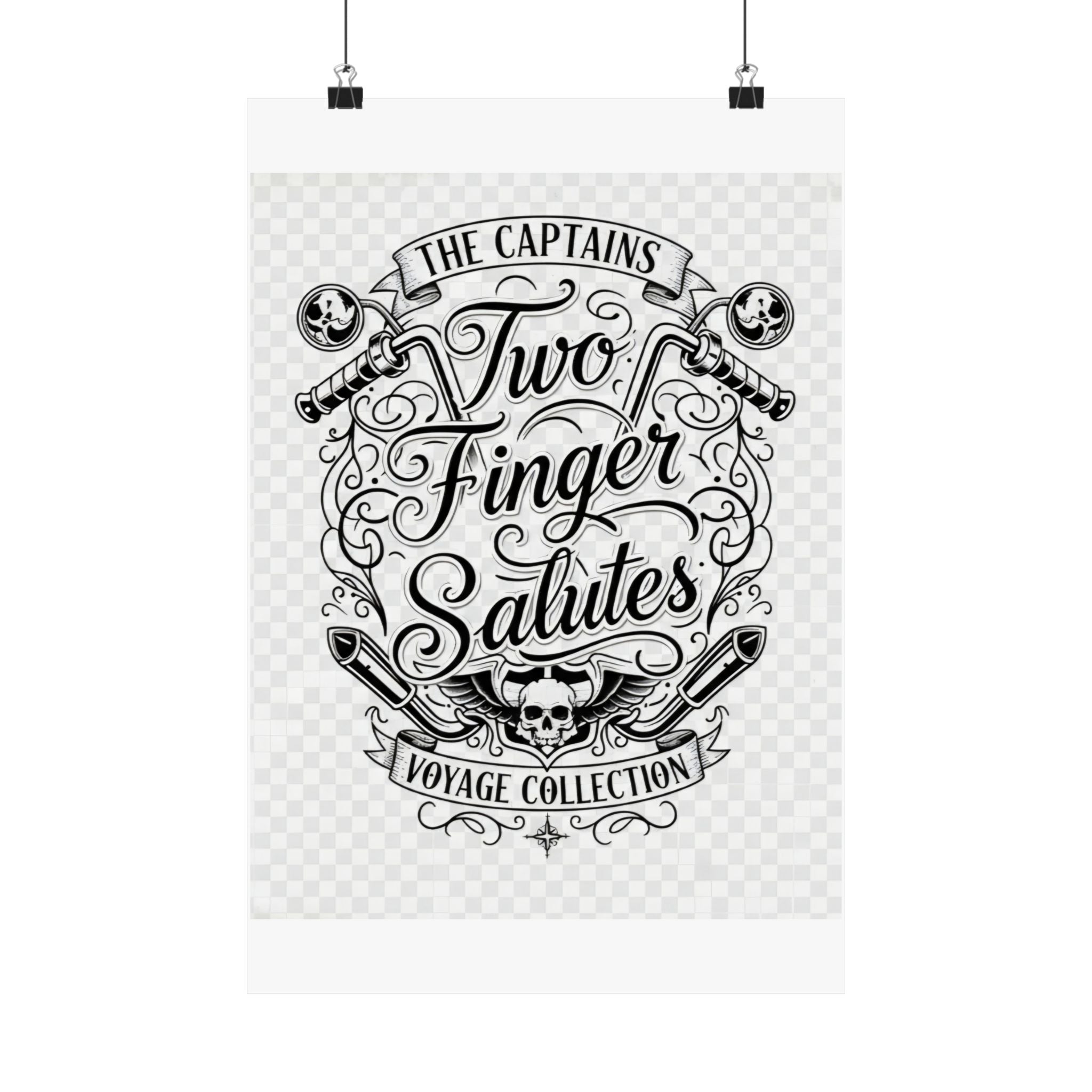 Two Finger Salutes Poster — Vintage Nautical Skull Voyage Wall Art