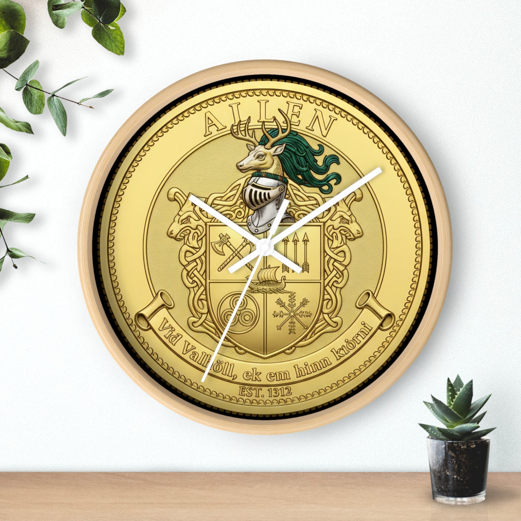 Wall Clock — Aitken Family Crest Gold Coat of Arms Clock