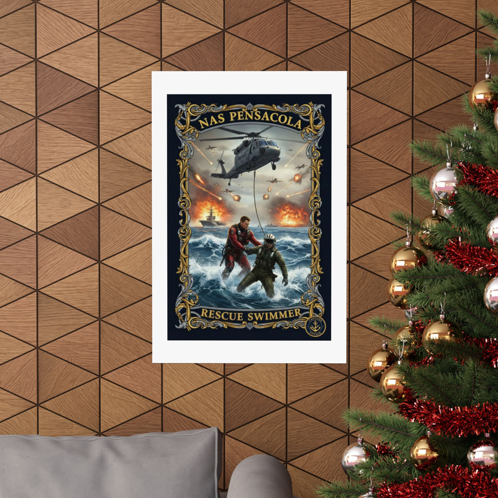 Rescue Swimmer Poster – NAS Pensacola Matte Vertical Wall Art