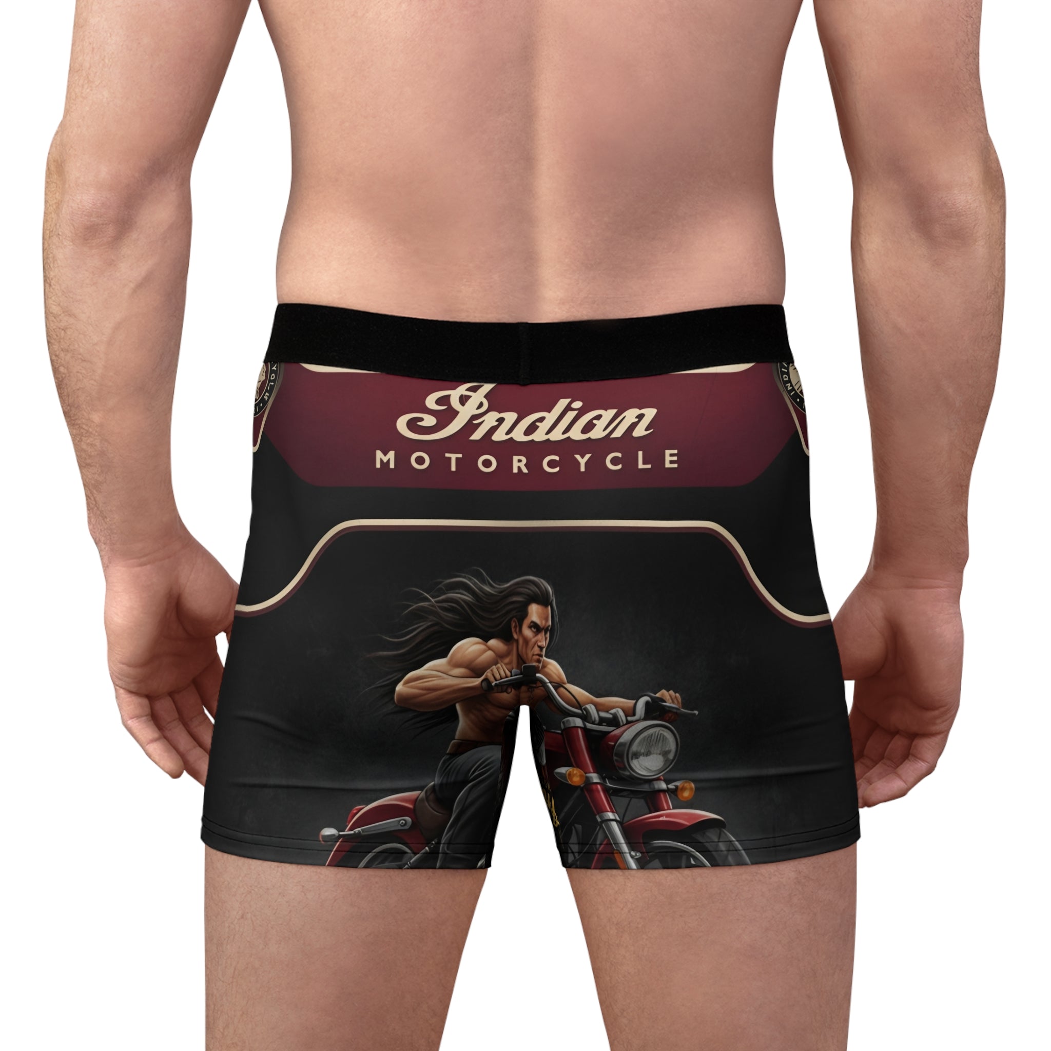 Indian Motorcycle Boxer Briefs — Vintage Wolf & Skull Biker Design