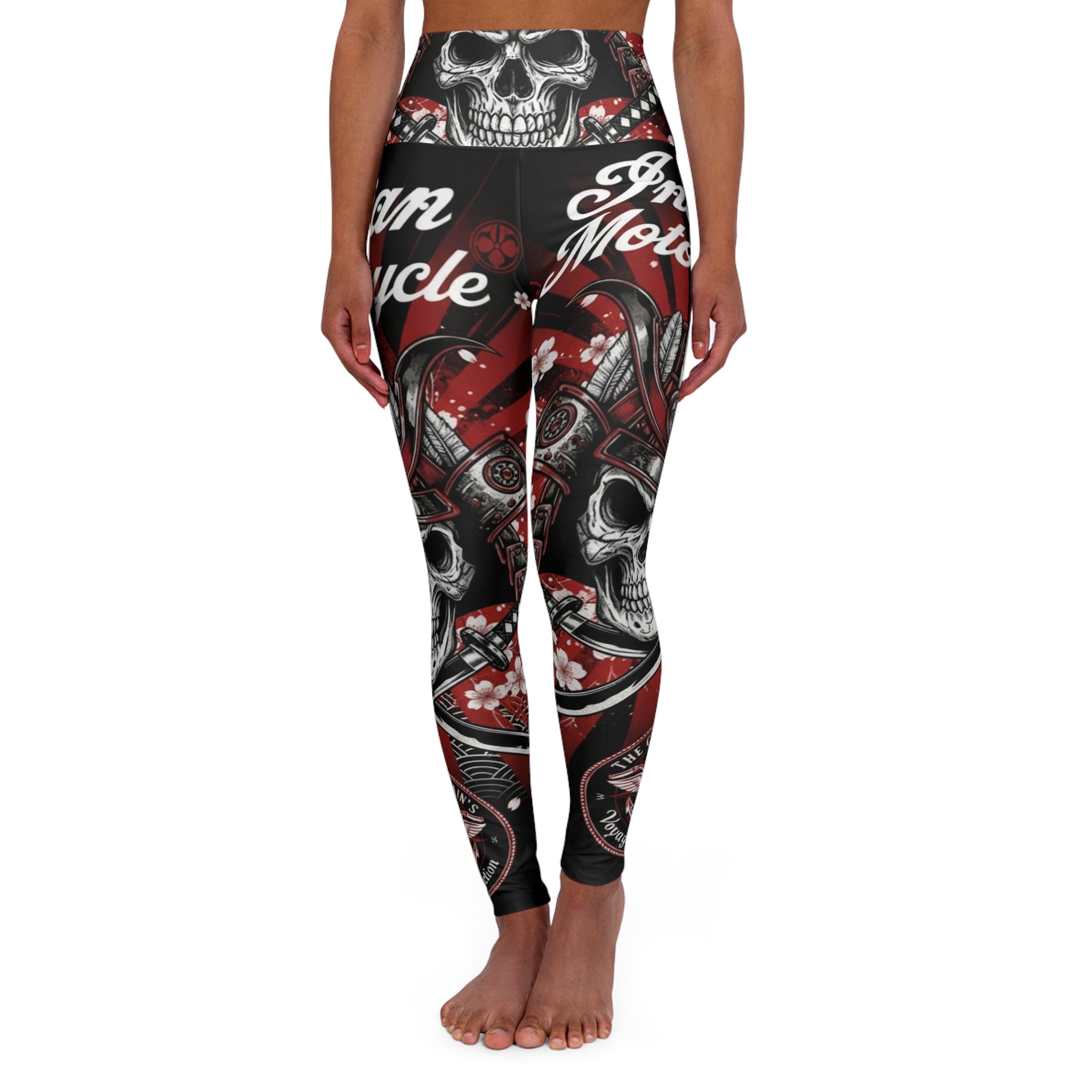Skull Motorcycle High-Waisted Yoga Leggings