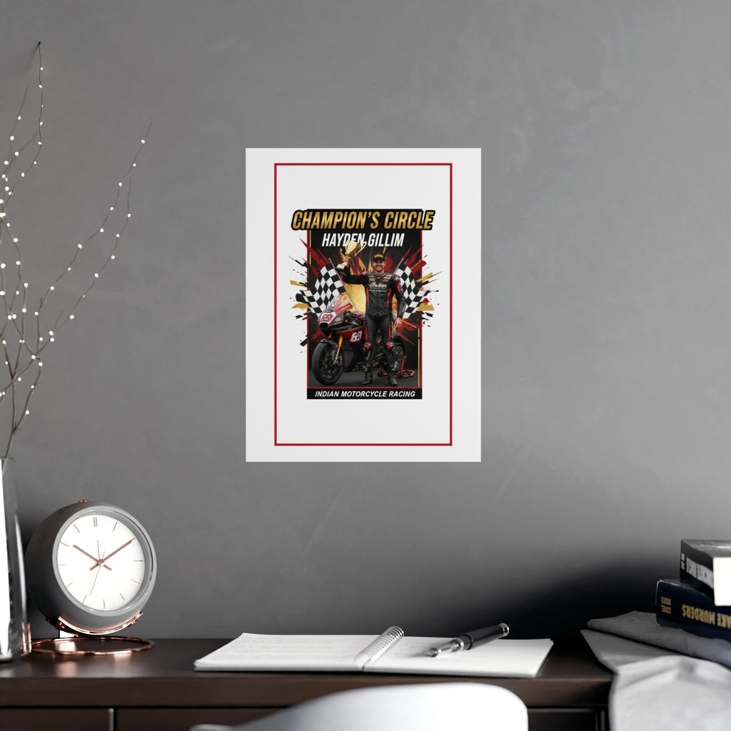 Champion's Circle Motorcycle Poster — Personalized Racing Matte Print