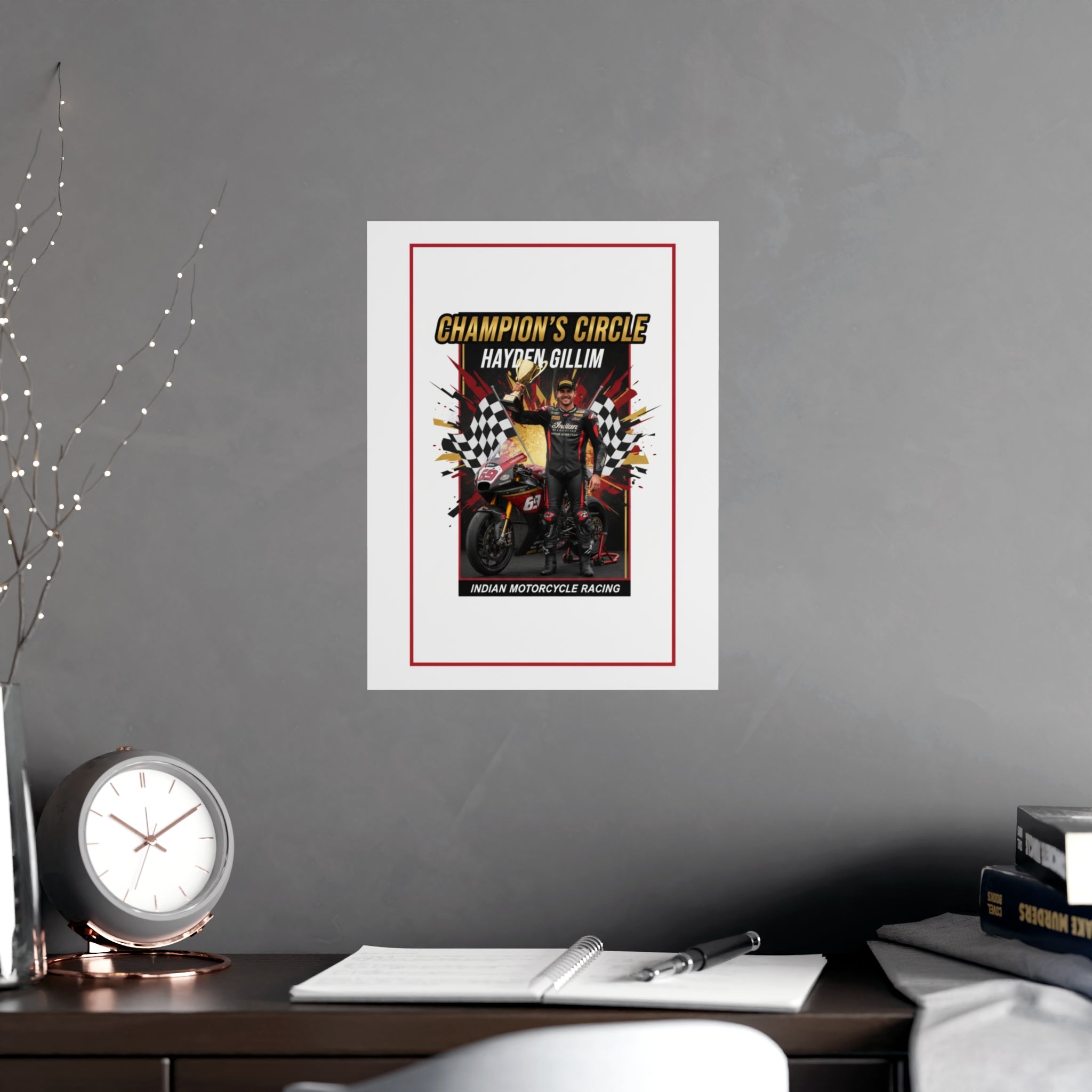 Champion's Circle Motorcycle Poster — Personalized Racing Matte Print
