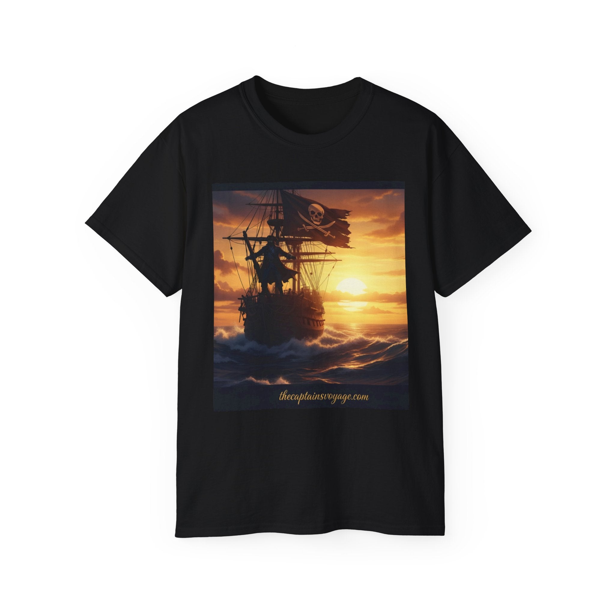 Pirate Ship Sunset Tee – Nautical Pirate Skull Graphic T-Shirt