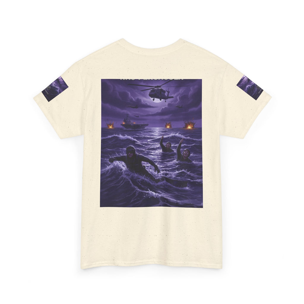 Rescue Night Tee — Purple Helicopter Sea Rescue Graphic T-Shirt