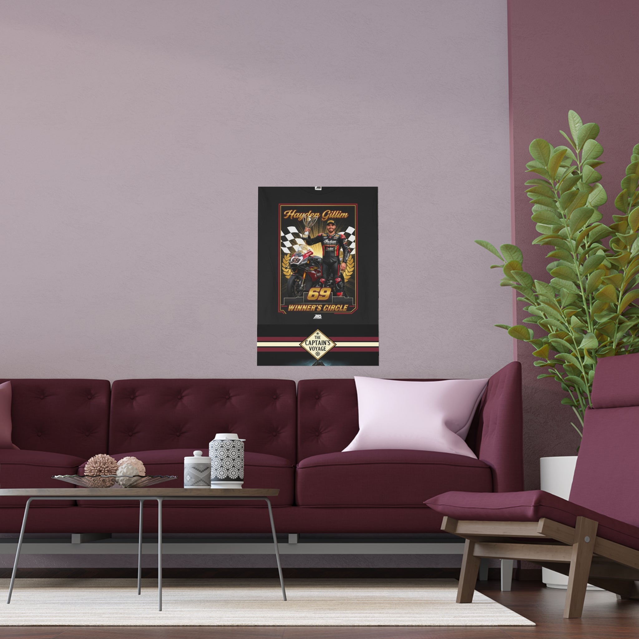 Racing Champion Silk Poster — “Winner’s Circle 69” Motorcycle Wall Art (Indoor/Outdoor)