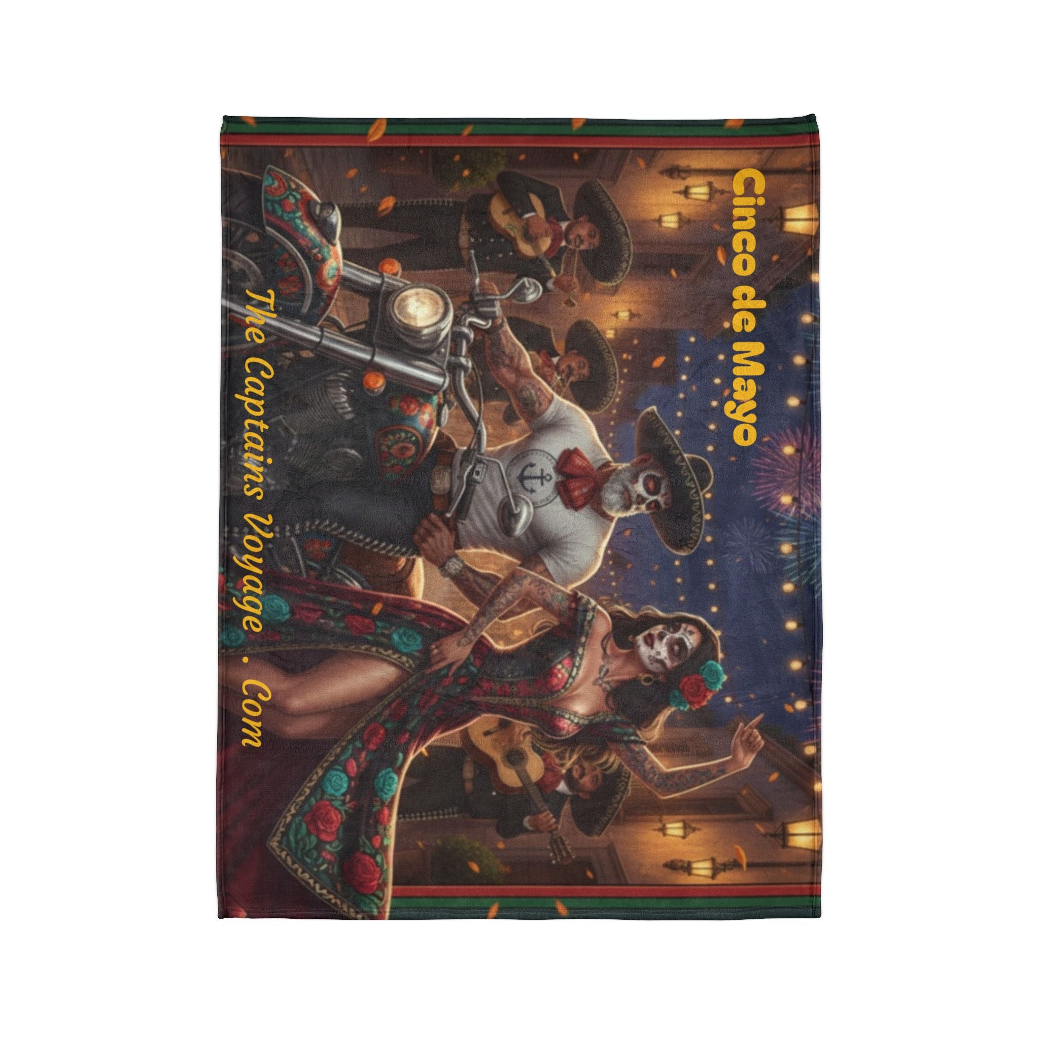 Cinco de Mayo Sugar Skull Blanket — Day of the Dead Mexican Fiesta Throw