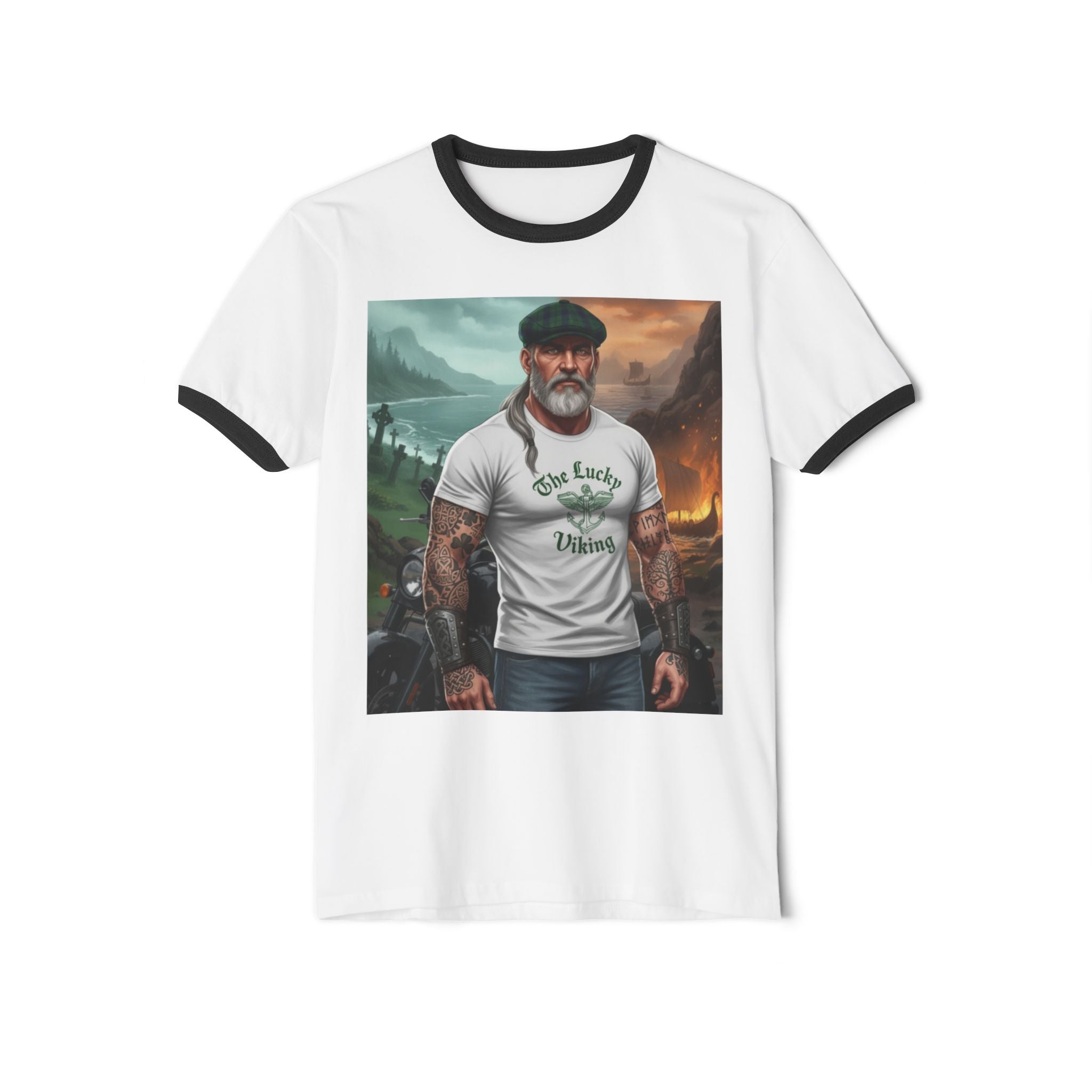 Viking Dad Graphic T-Shirt — "The Lucky Viking" Ringer Tee