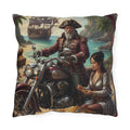 Pirate Sunset Outdoor Pillow — Nautical Pirate Ship Decorative Cushion