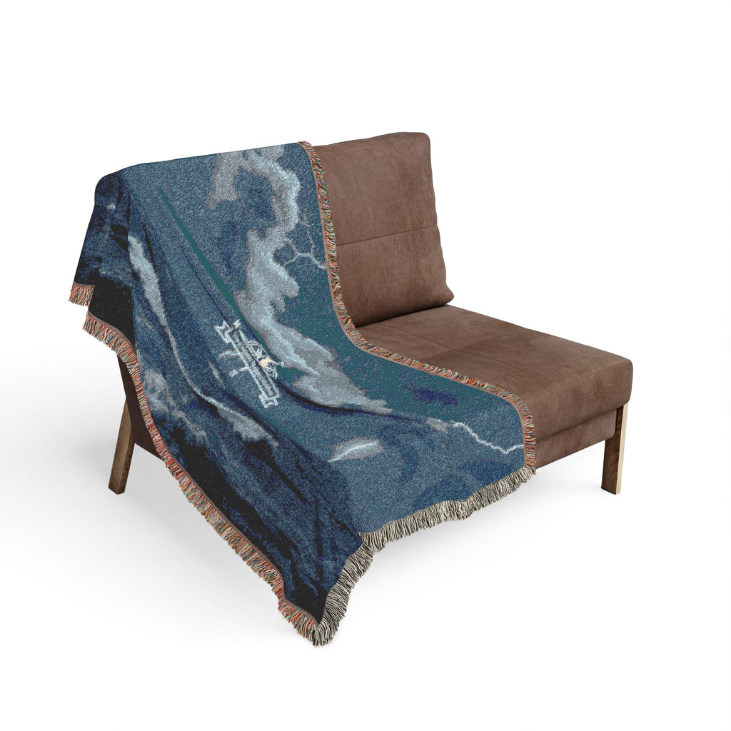 Ocean Night Woven Blanket — Nautical Ship Throw