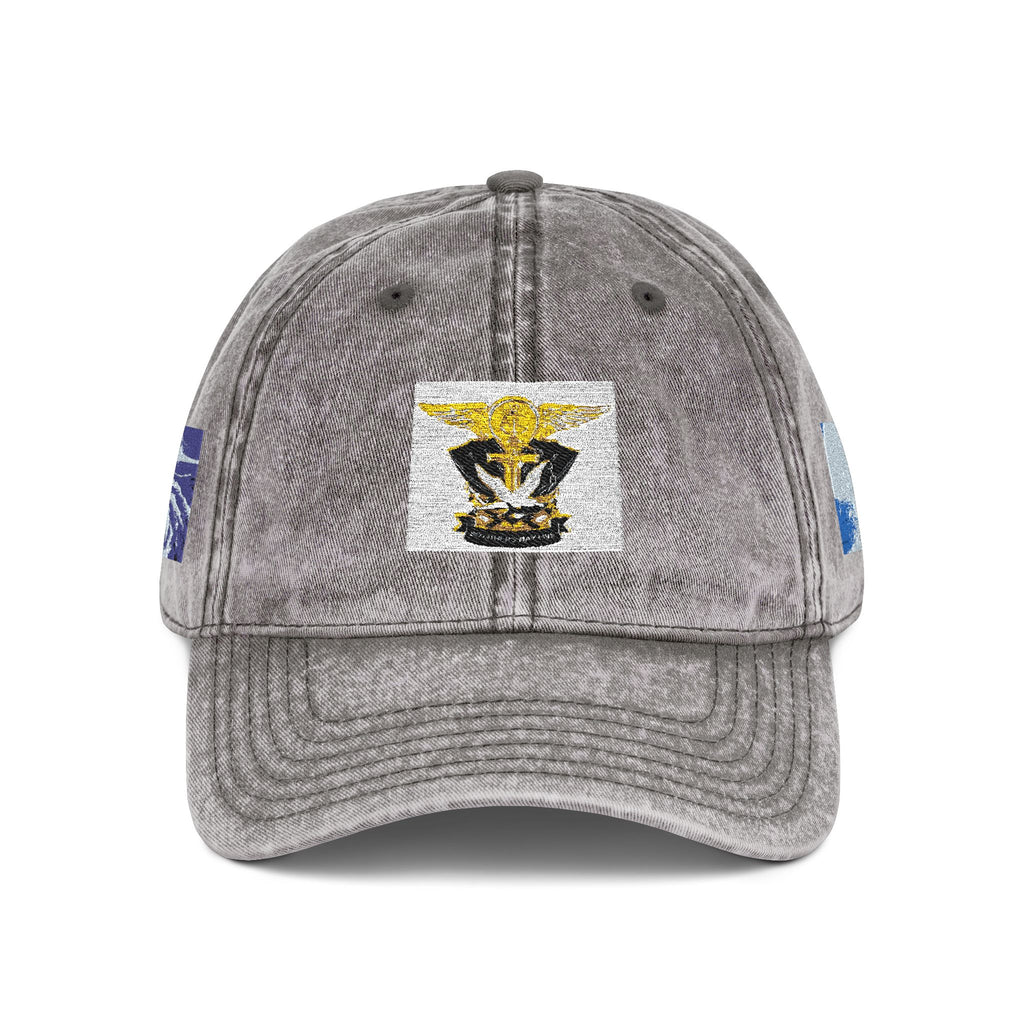 Vintage Embroidered Cap with Tiger Patch — Distressed Red Baseball Hat
