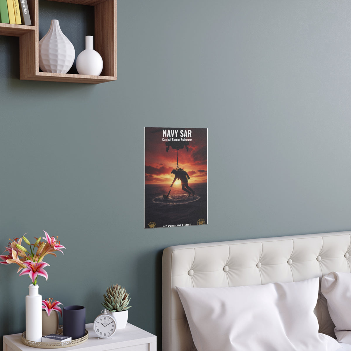 Navy SAR Combat Rescue Swimmers Silk Poster – Military Helicopter Rescue Wall Art