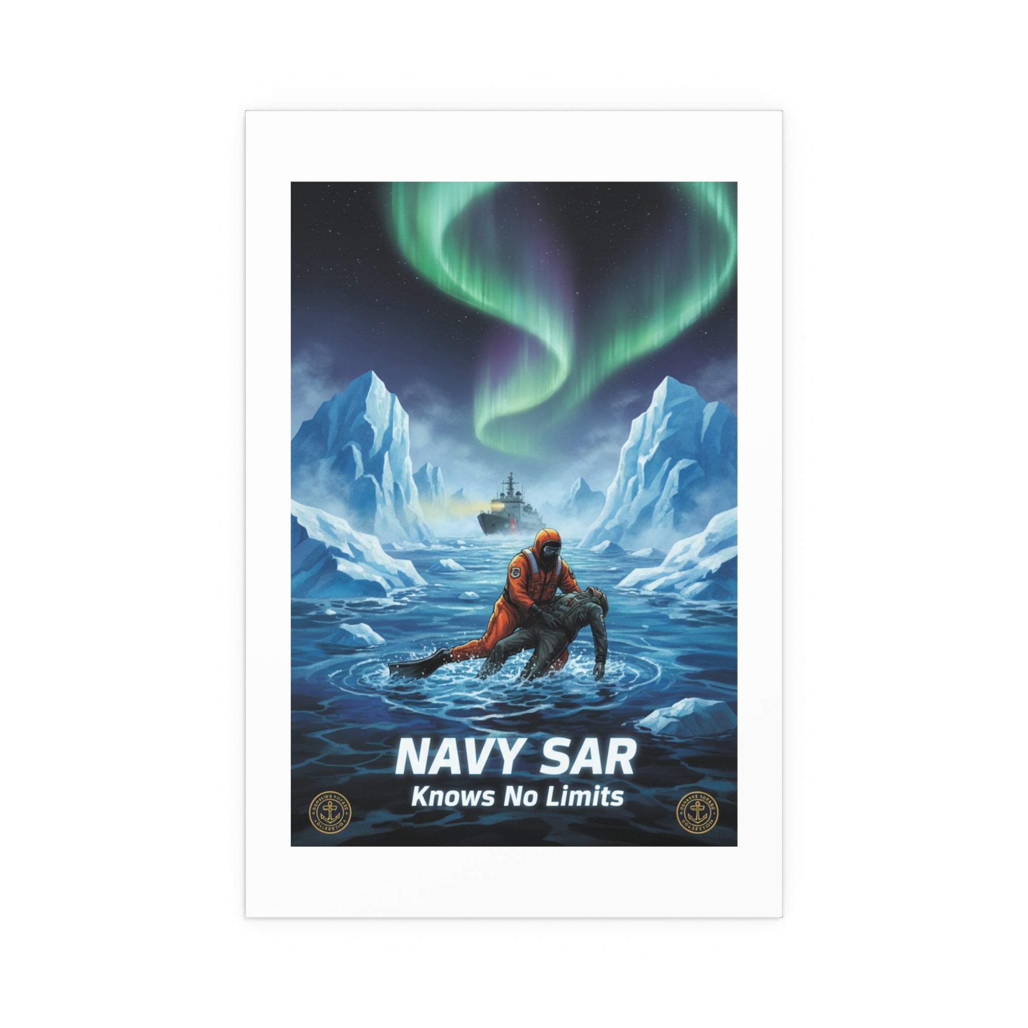 Silk Poster — 'Navy SAR Knows No Limits' Arctic Rescue Wall Art (Indoor/Outdoor)