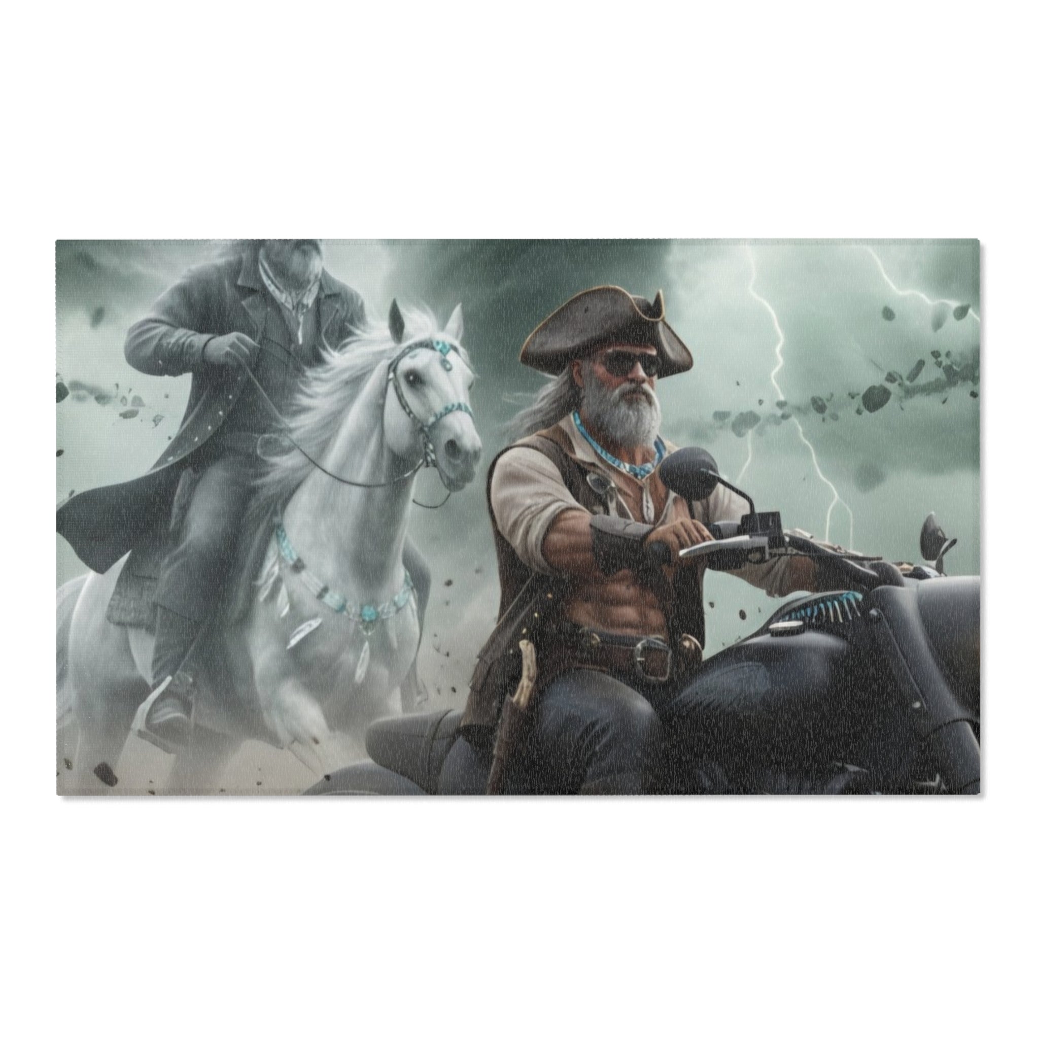 Captain's Voyage Area Rug — Biker Pirate Storm Scene Decorative Floor Mat
