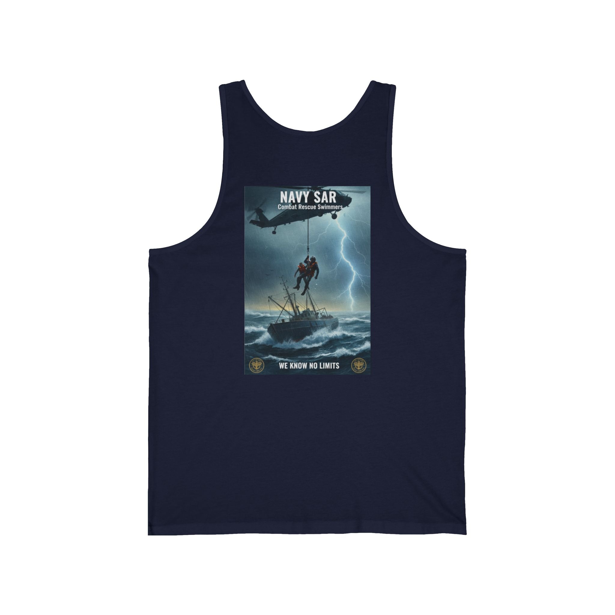 Navy SAR Combat Rescue Tank Top — "We Know No Limits" Military Graphic Tank