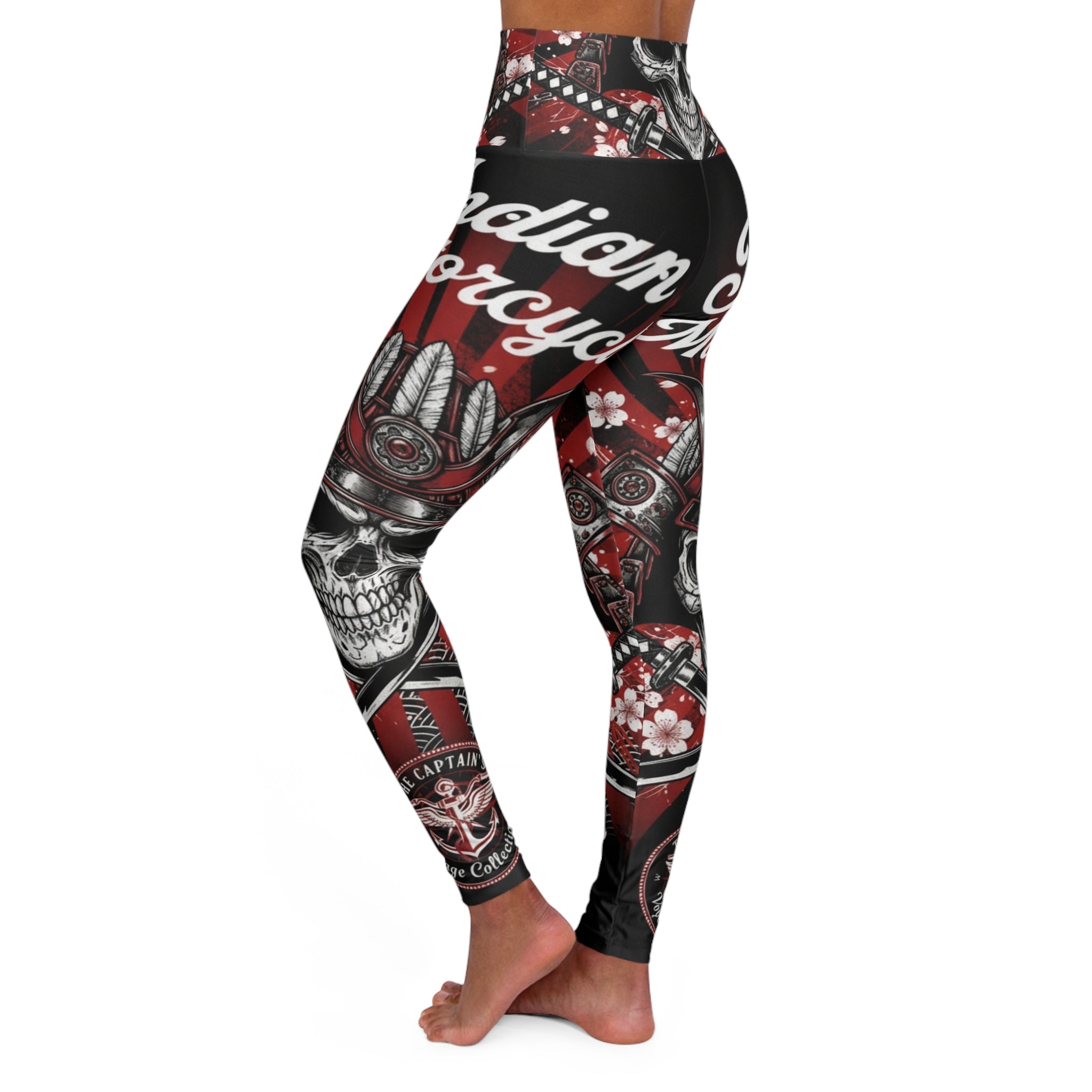 Skull Motorcycle High-Waisted Yoga Leggings