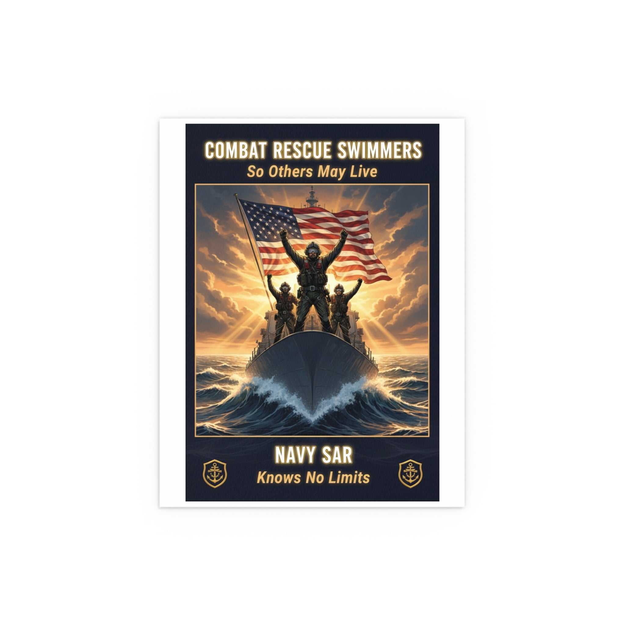 Combat Rescue Swimmers Silk Poster — "So Others May Live" Navy SAR Wall Art