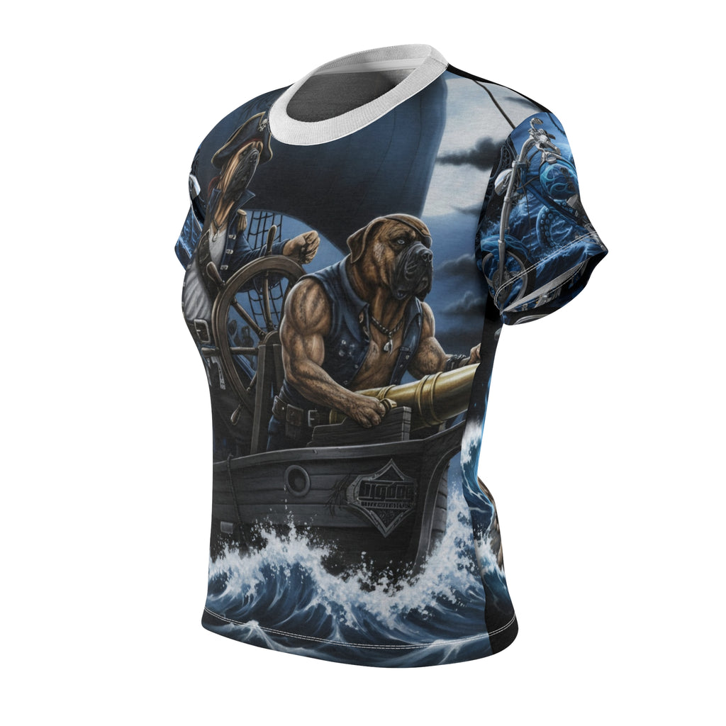 Pirate Ship Women's Tee — Nautical Bulldog Crew Graphic All-Over Print
