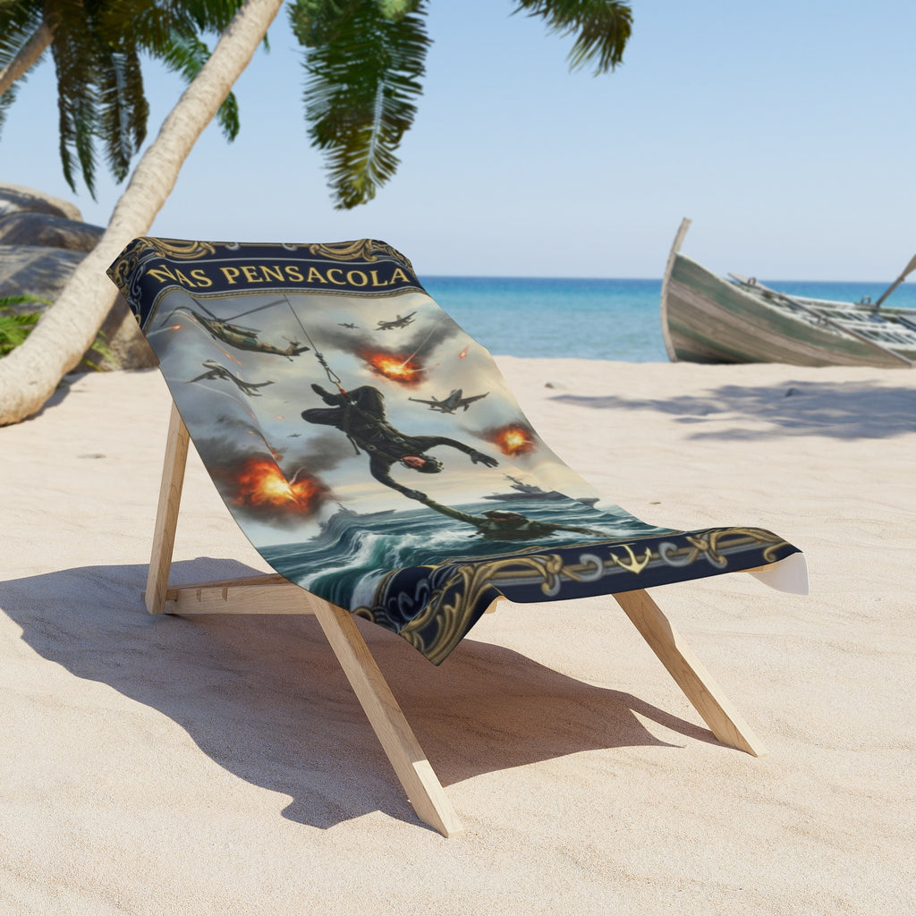 NAS Pensacola Rescue Swimmer Beach Towel — Military Search & Rescue Tribute