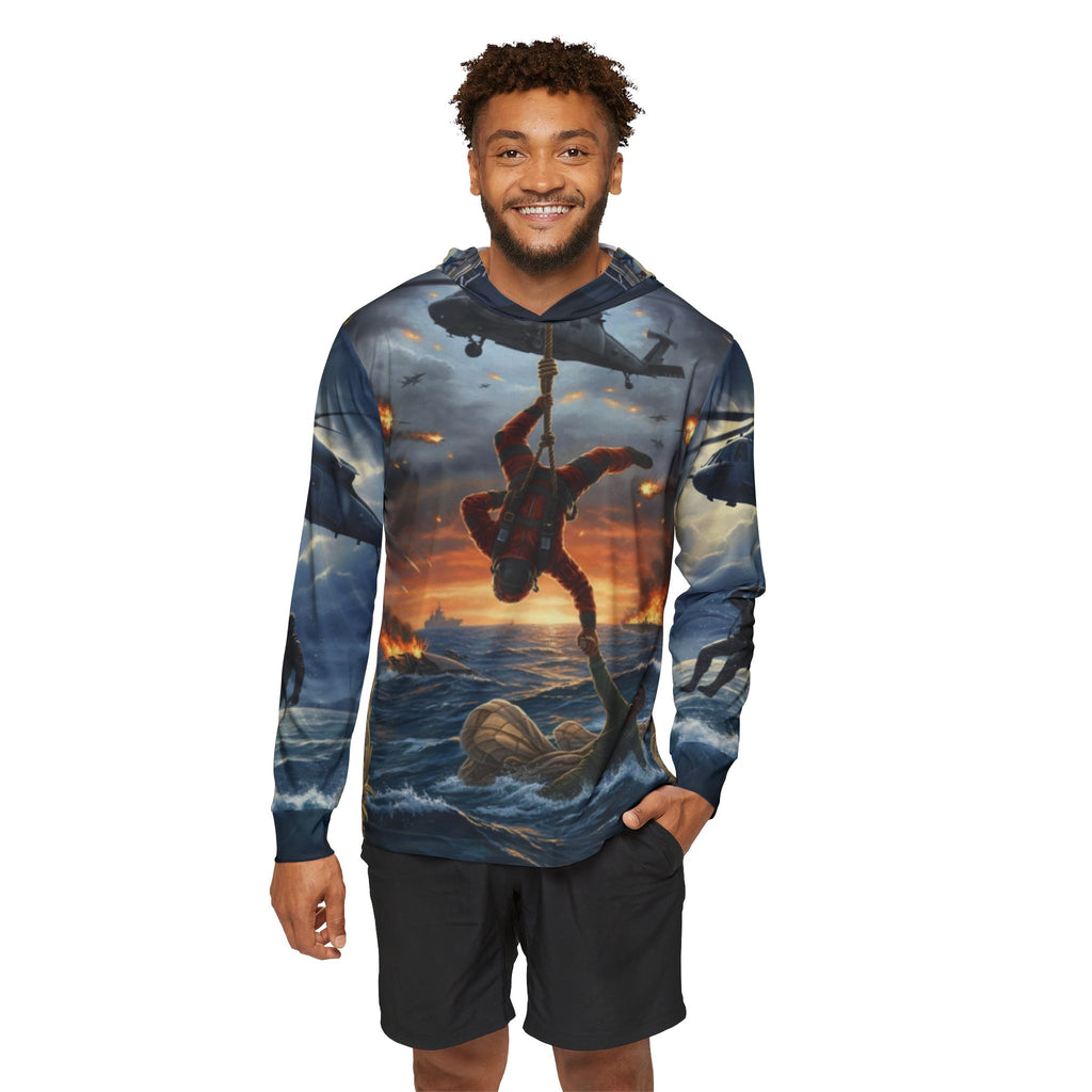 Search and Rescue Helicopter Hoodie — Dramatic Sea Rescue All-Over Print