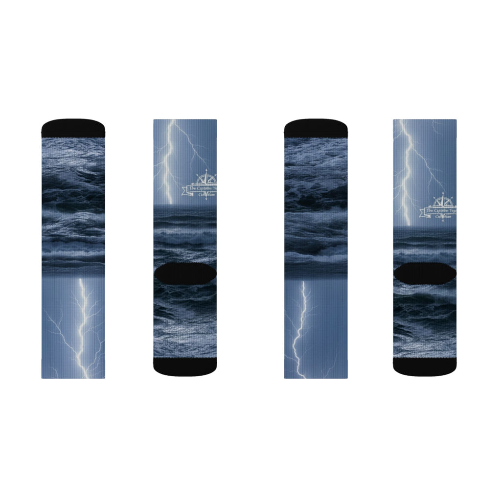 Storm Lightning Sublimation Socks — Nautical Thunder Crew Socks